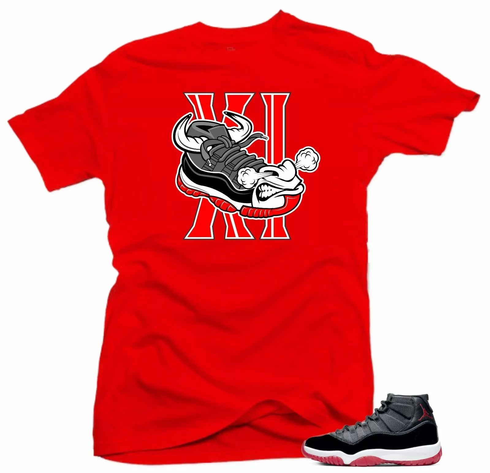 Shirt to Match Jordan 11 Bred 2019-Bull 11 Red Tee T-Shirt, Sneaker Match Tee
