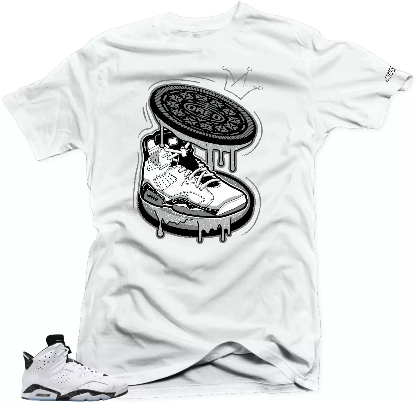 Shirt To Match Jordan 6 Retro Reverse Oreo-Cookies Gray. White Tees T-Shirt, Sneaker Match Tee