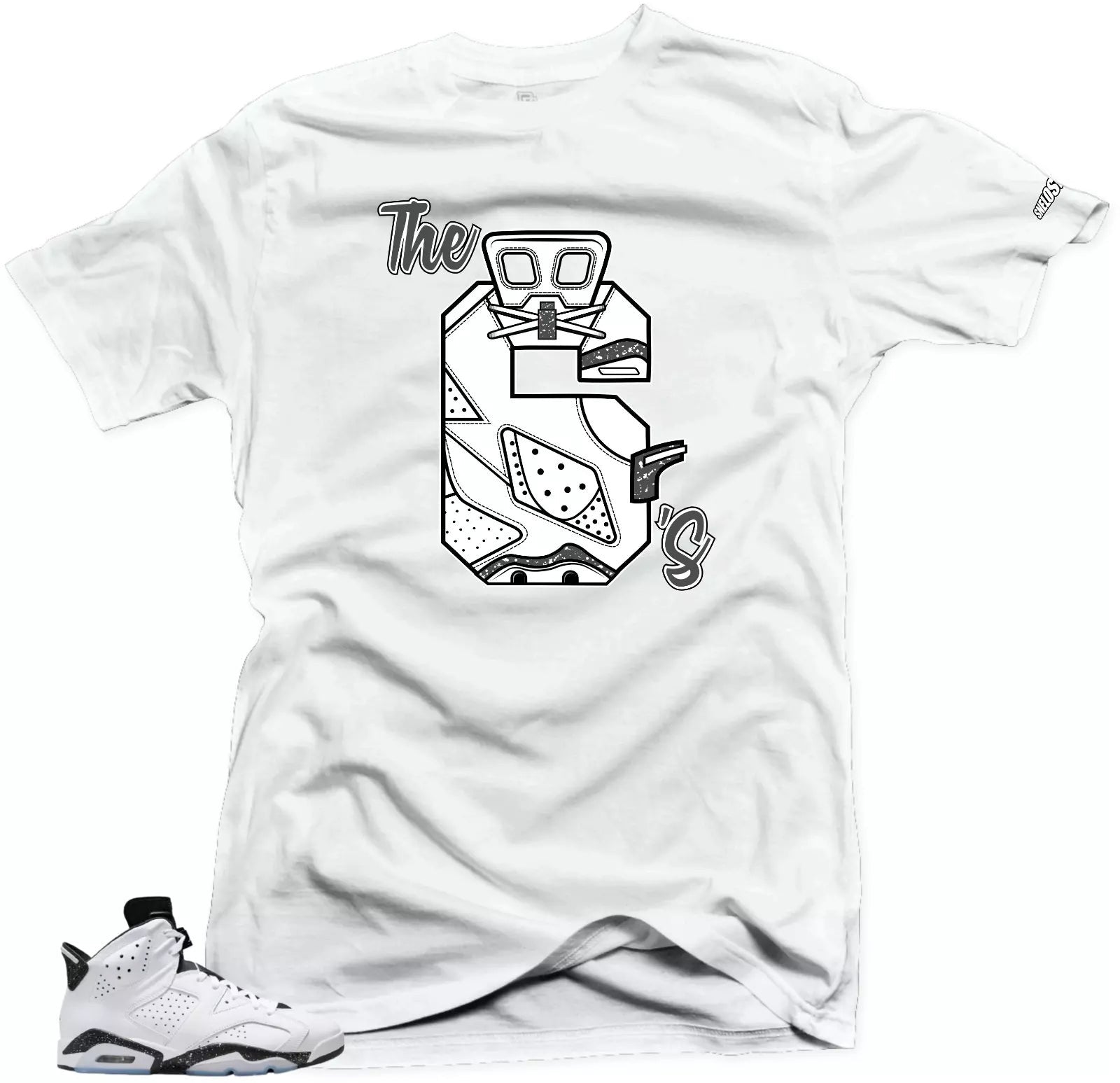 Shirt To Match Jordan 6 Retro Reverse Oreo- The 6s Gray. White Tees T-Shirt, Sneaker Match Tee