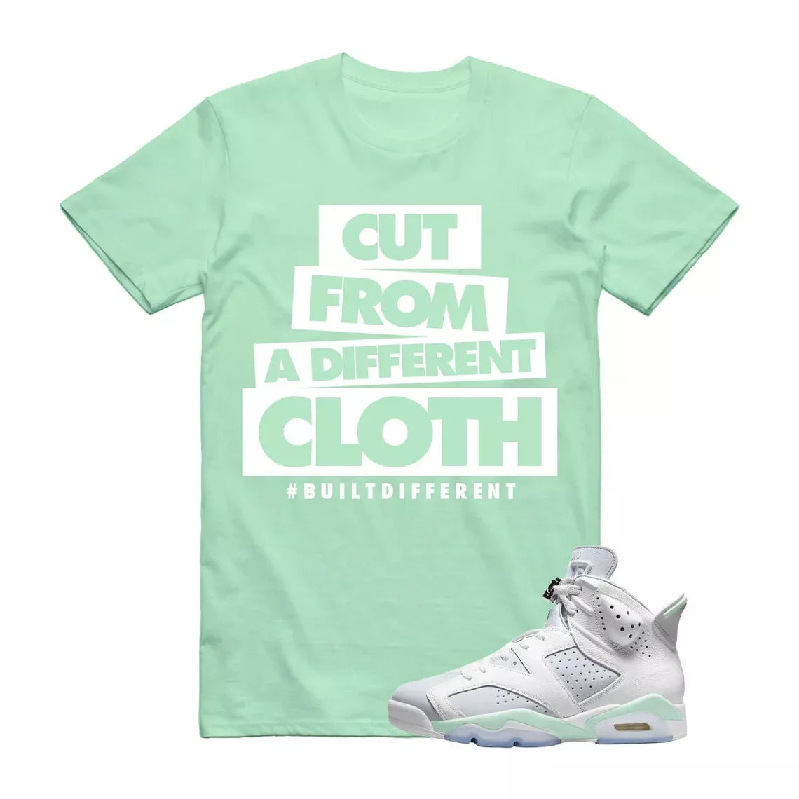 CLOTH T Shirt to match Jordan 6 WMNS Mint Foam Pure Platinum Green Glow Dunk 1 T-Shirt, Sneaker Match Tee
