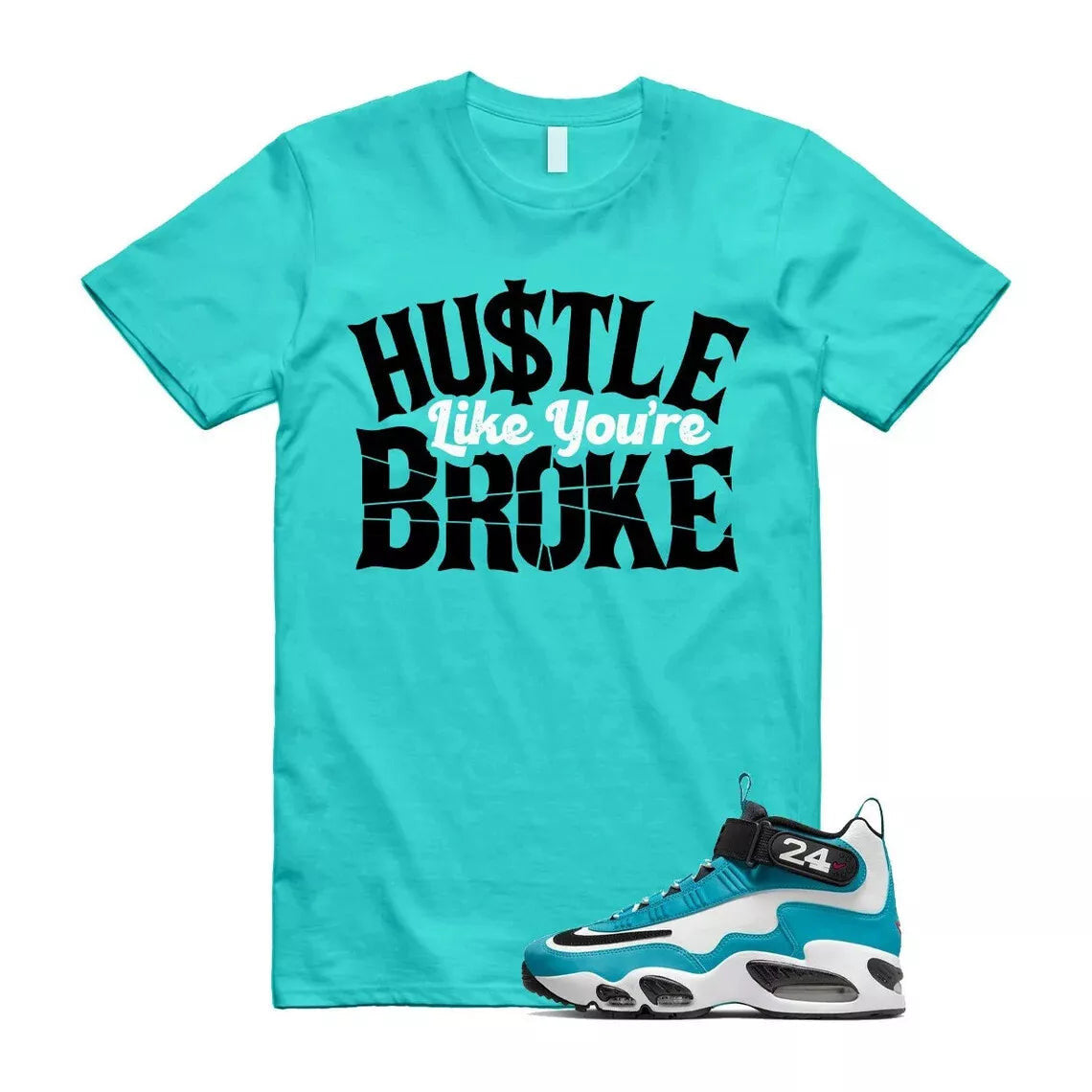 HLB T Shirt for Air Griffey Max 1 Aquamarine Teal Aqua Freshwater 24 T-Shirt, Sneaker Match Tee