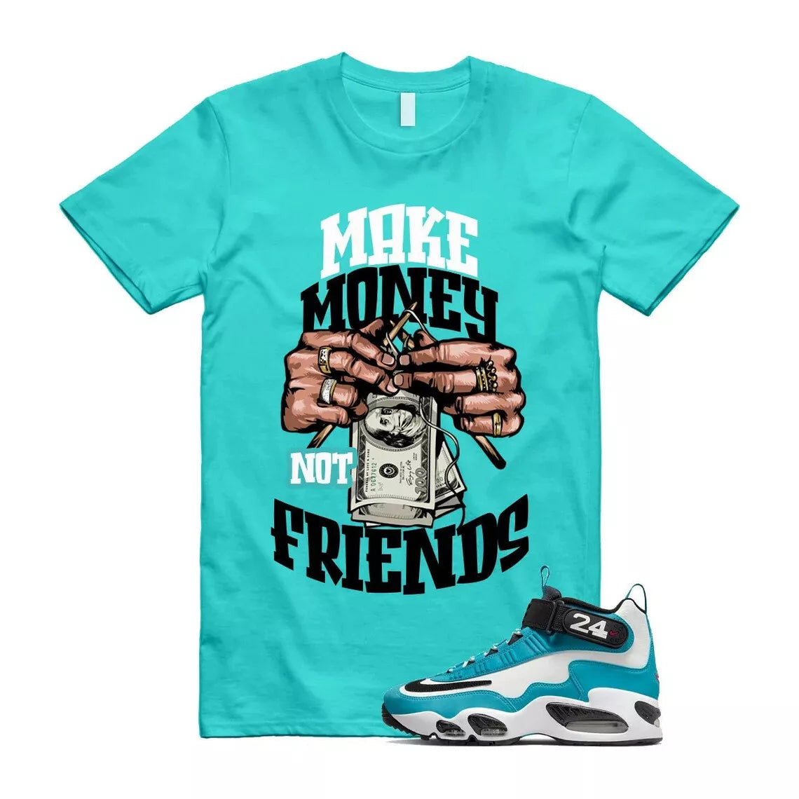 MMNF T Shirt for Air Griffey Max 1 Aquamarine Teal Aqua Freshwater 24 T-Shirt, Sneaker Match Tee