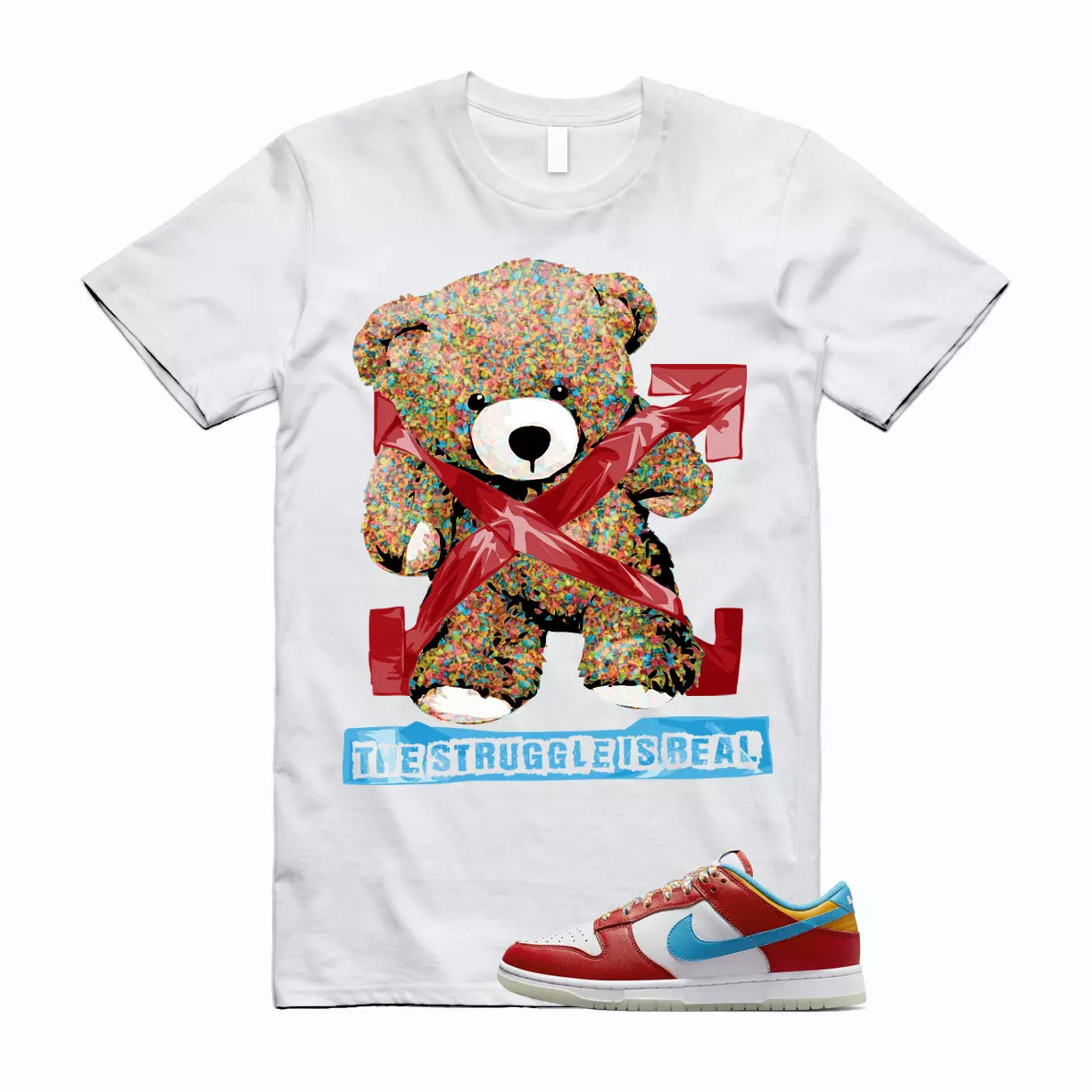 The Struggle is Real T-Shirt to match Dunk Low Lebron Habanero Fruity Laser Blue White Pebbles 1 T-Shirt, Sneaker Match Tee
