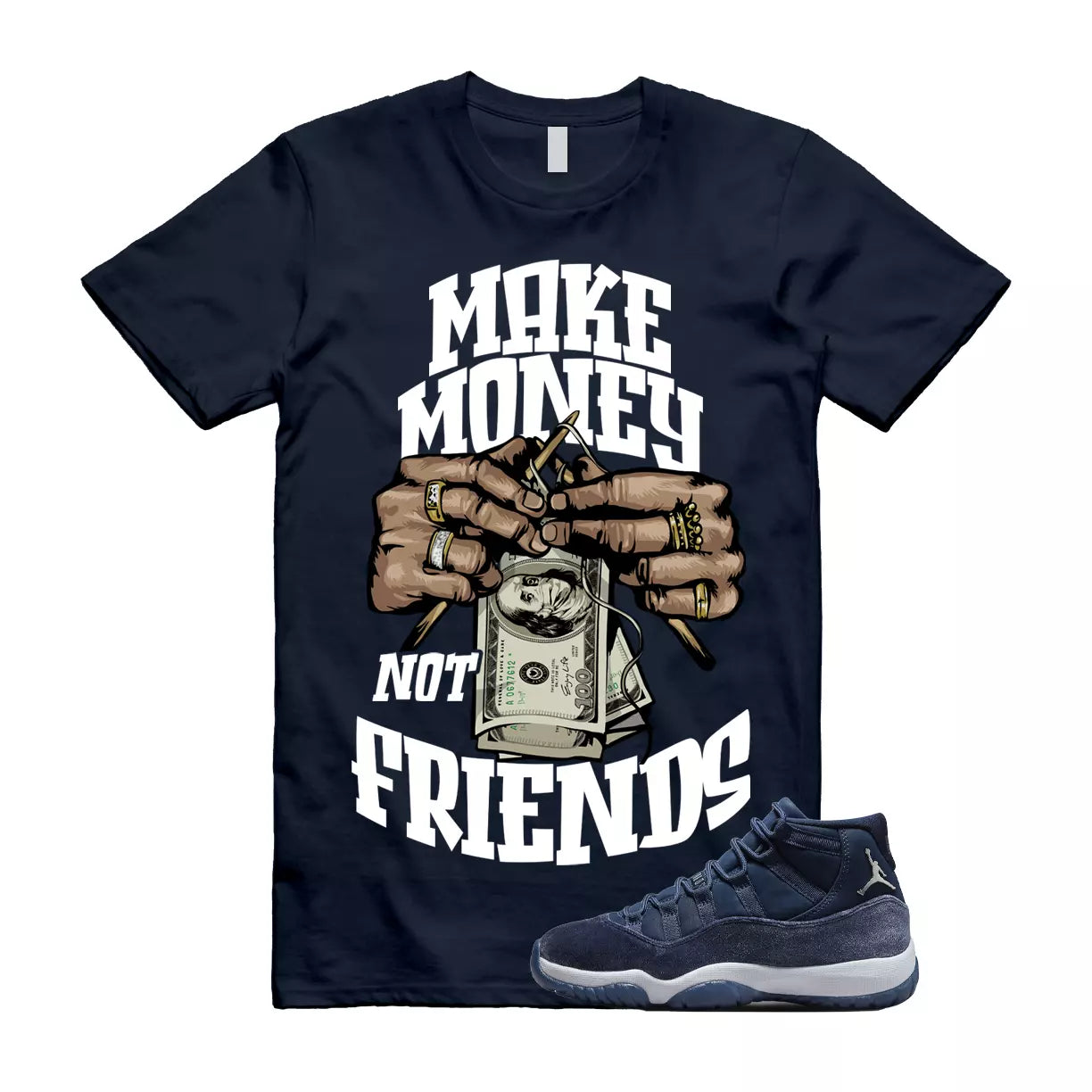 MM Shirt to match Jordan 11 Midnight Navy Metallic Silver Georgetown Trainer T-Shirt, Sneaker Match Tee