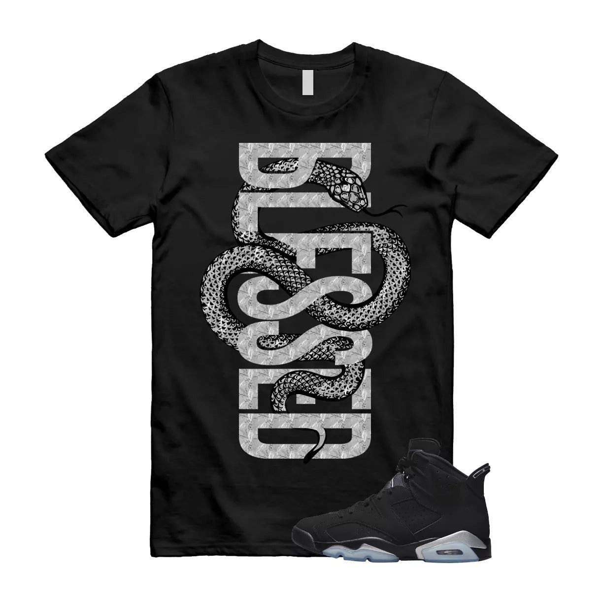 SNAKE Shirt to match Jordan 6 Retro Chrome Metallic Silver Slated Translucent OG T-Shirt, Sneaker Match Tee