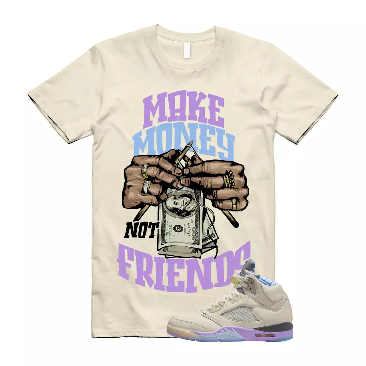 MM T Shirt to match Jordan 5 Retro DJ Khaled Sail Washed Yellow Violet Star T-Shirt, Sneaker Match Tee