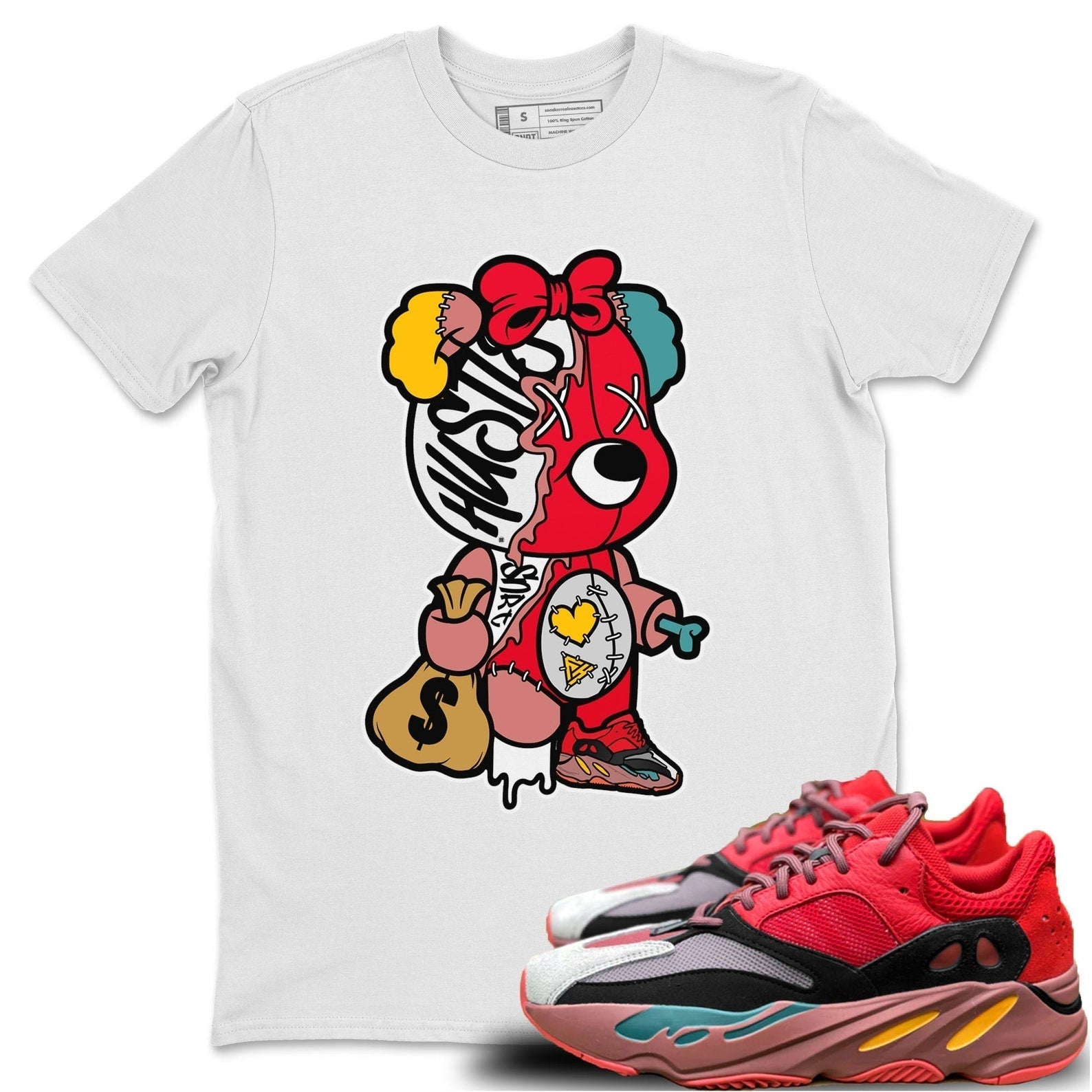 Stitched Hustle Bear - Sneaker Shirt To Match Yeezys 700 Hi-Res Red T-Shirt, Sneaker Match Tee