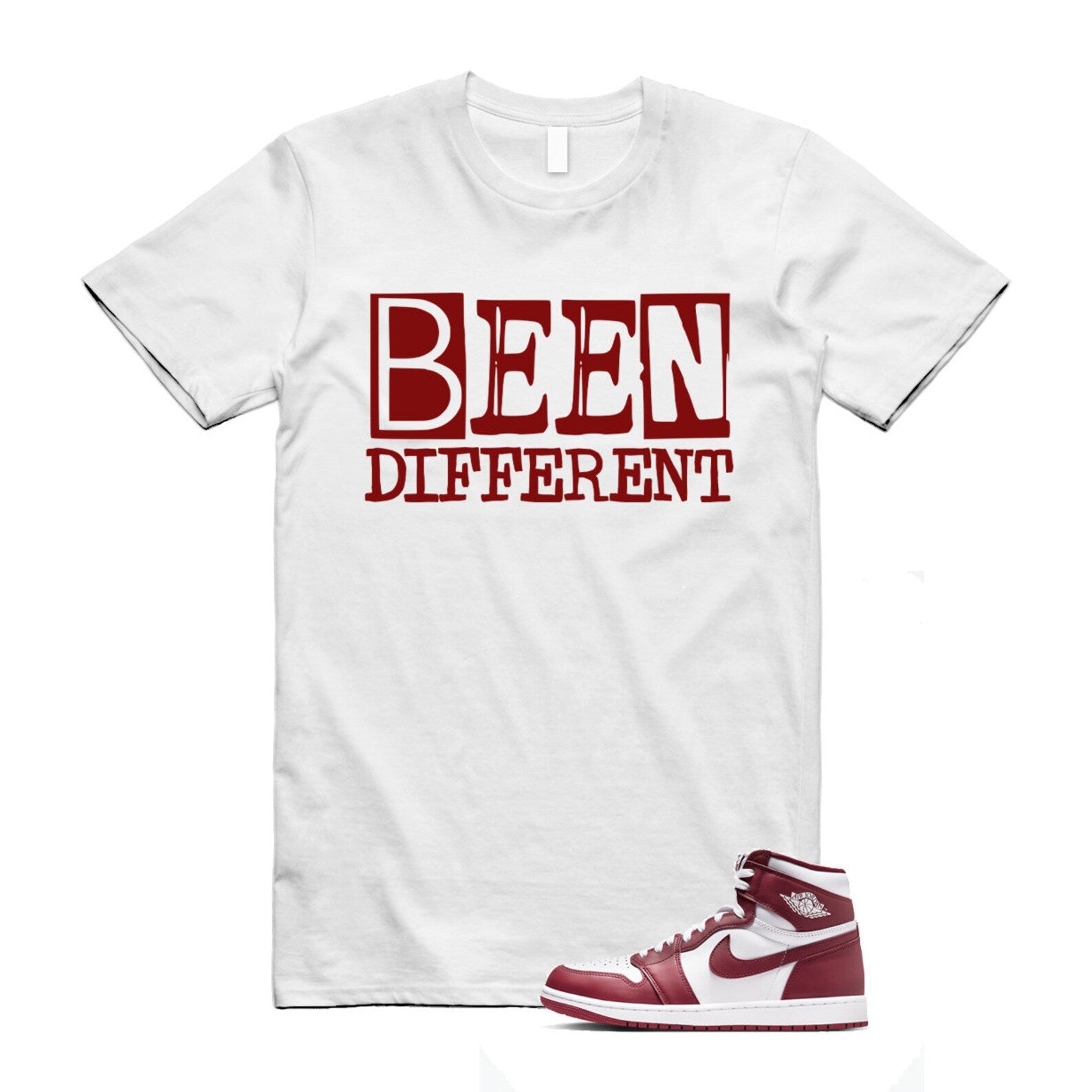 1 Artisanal Team Red Retro High OG White T Shirt Match BEEN T-Shirt, Sneaker Match Tee