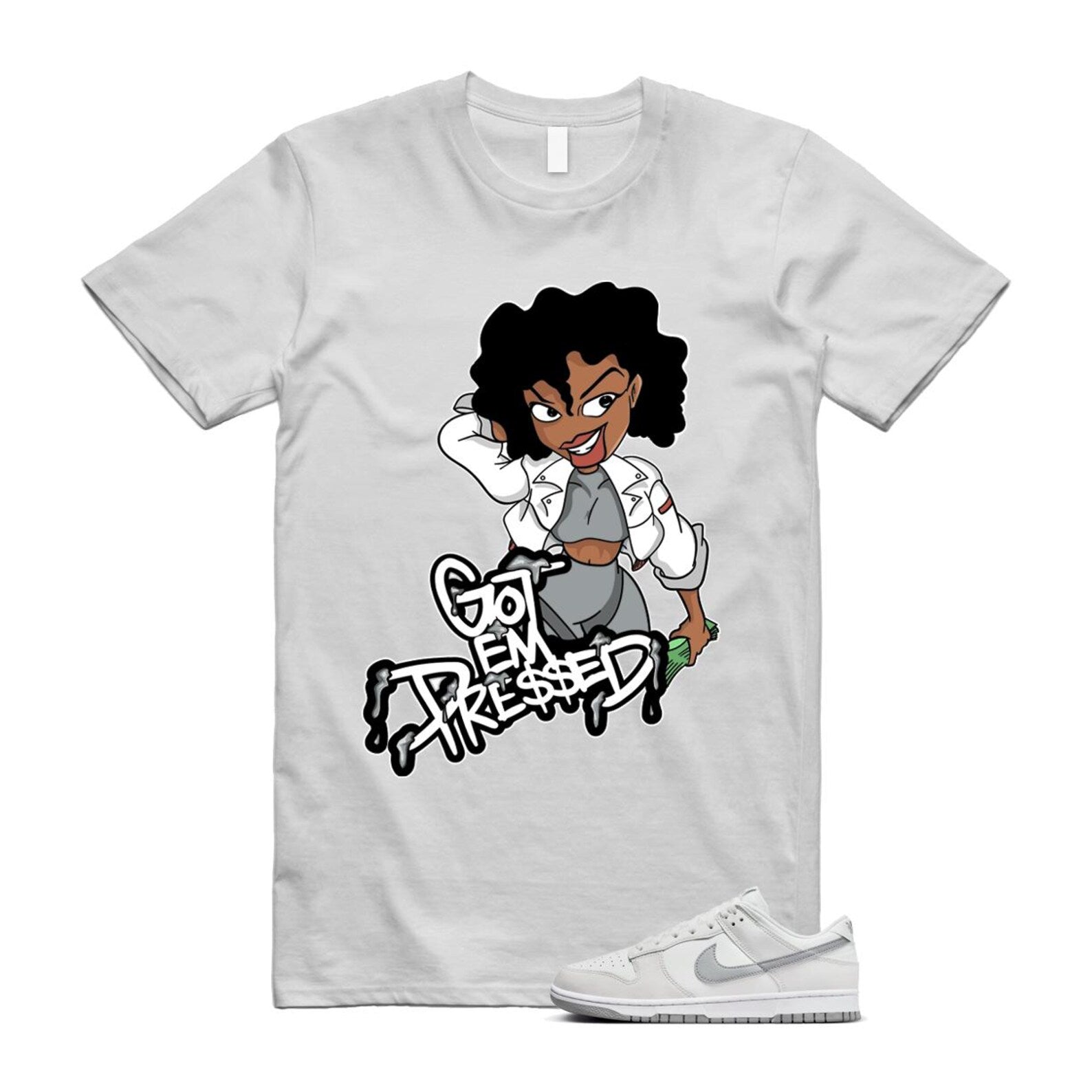 Dunk Summit White Light Smoke Grey Platinum Tint Low Retro T Shirt Match PRESSED T-Shirt, Sneaker Match Tee