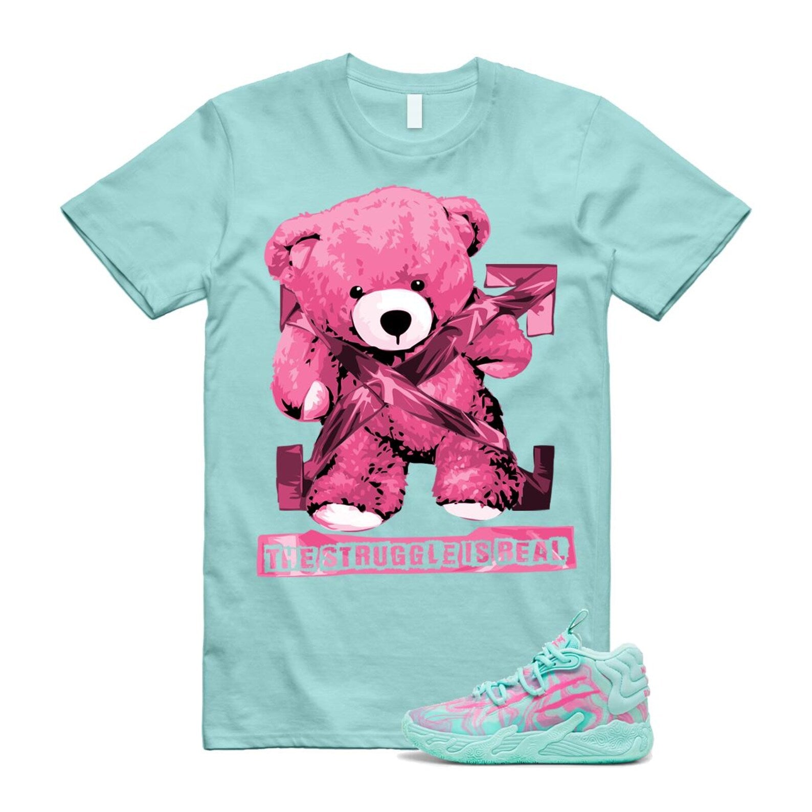 Miami LaMelo Ball MB.03 Teal Pink T Shirt Match STRUG T-Shirt, Sneaker Match Tee