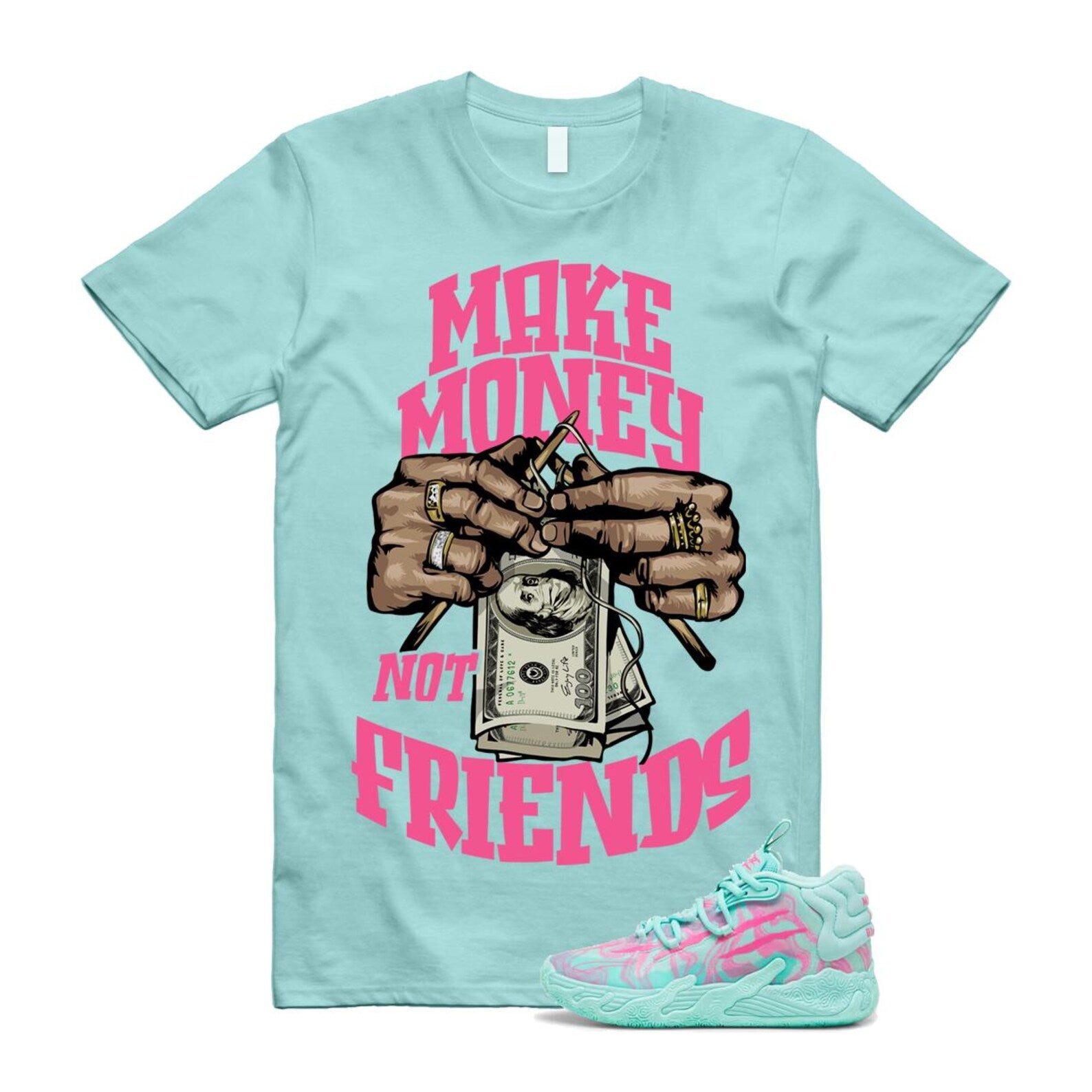 Miami LaMelo Ball MB.03 Teal Pink T Shirt Match MM T-Shirt, Sneaker Match Tee