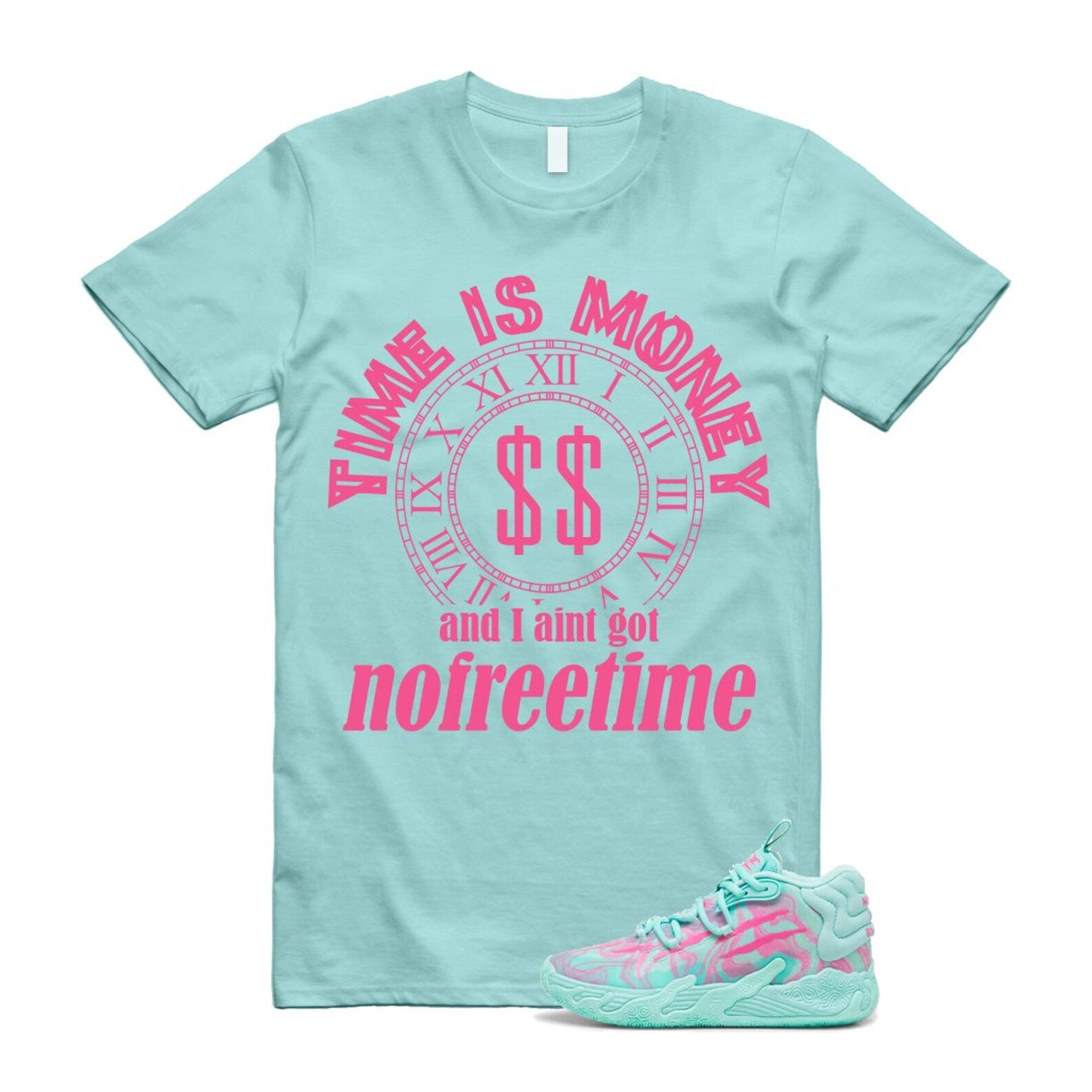 Miami LaMelo Ball MB.03 Teal Pink T Shirt Match FREE TIME T-Shirt, Sneaker Match Tee