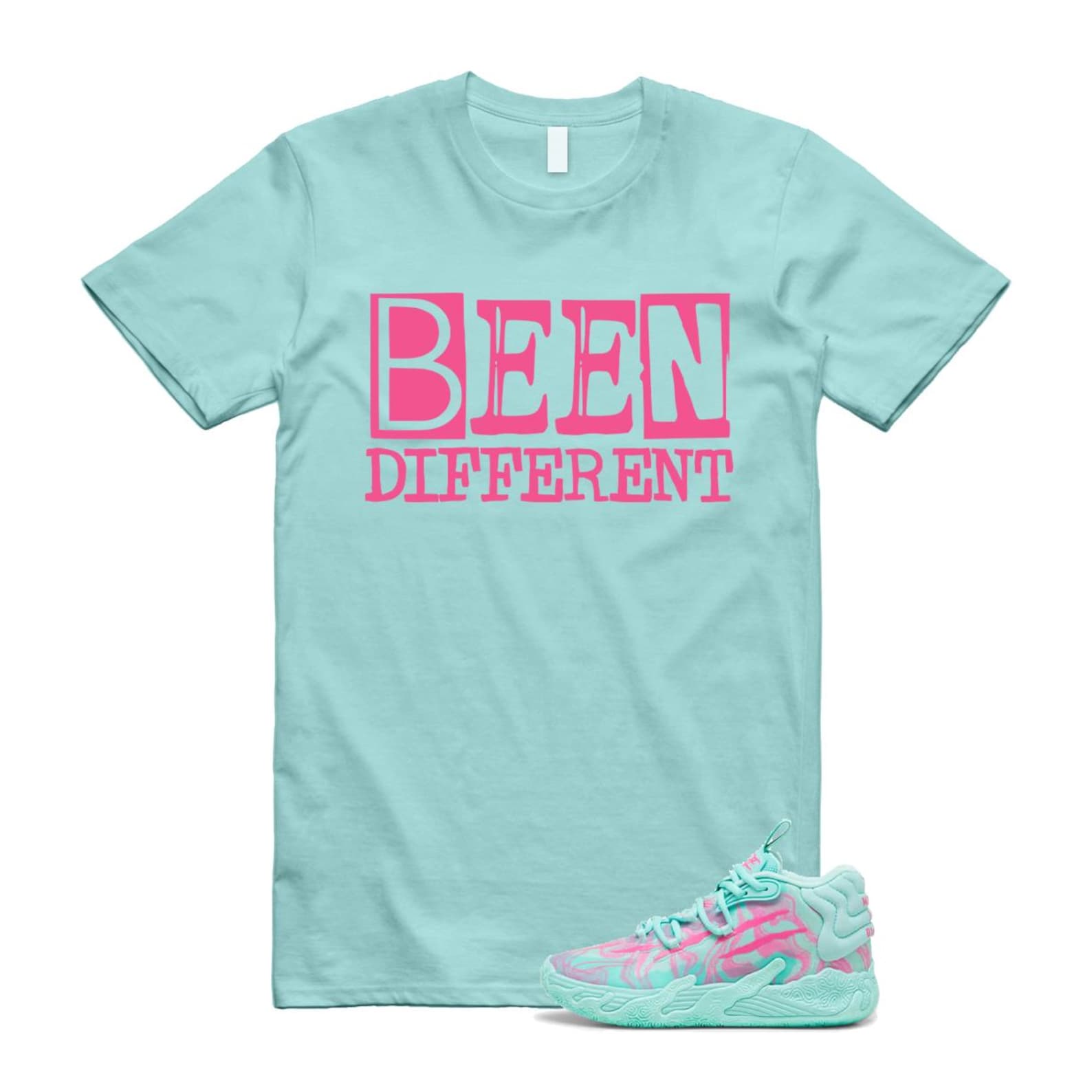 Miami LaMelo Ball MB.03 Teal Pink T Shirt Match BEEN T-Shirt, Sneaker Match Tee