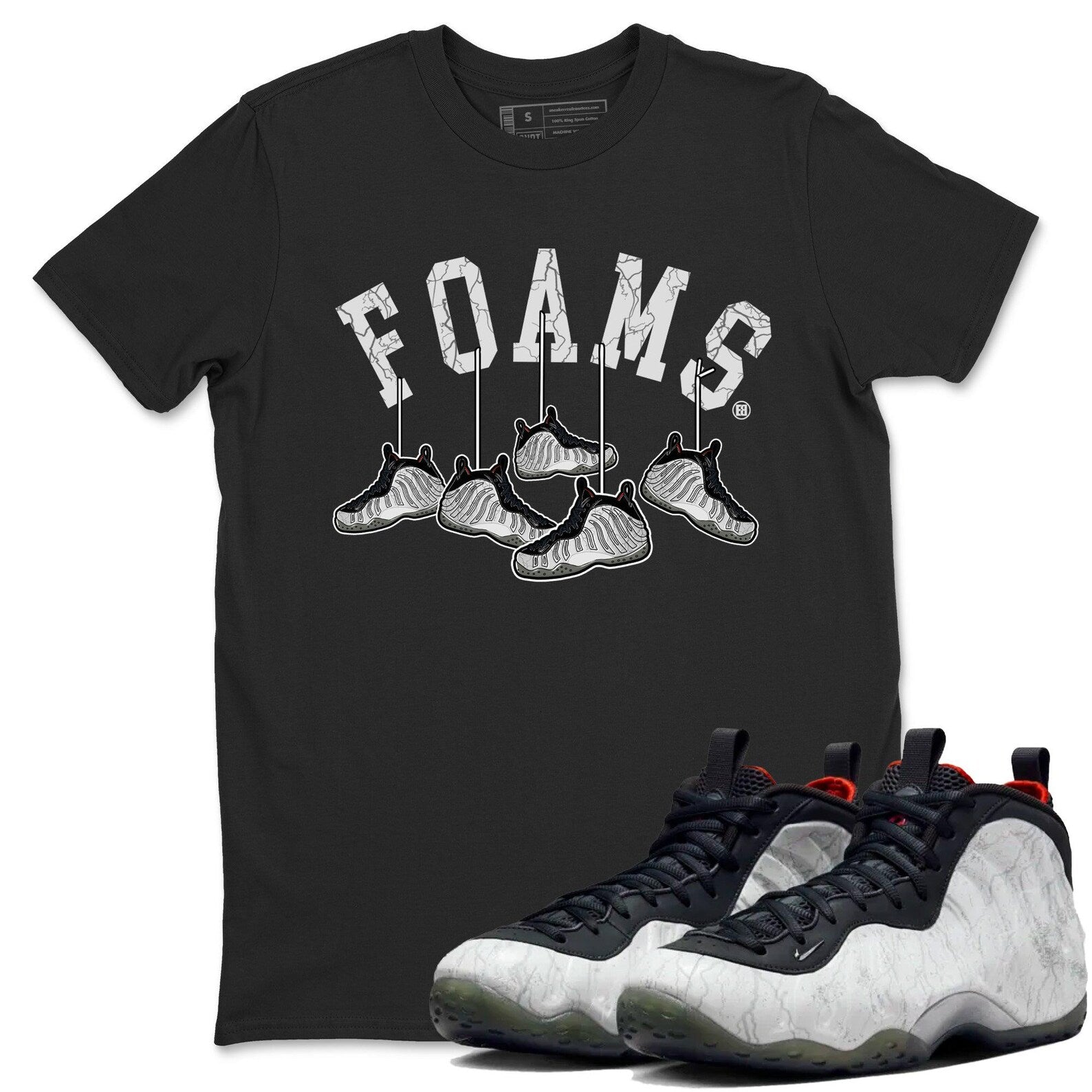Hanging Sneakers Unisex T Shirts To Match Sneakers Air Foamposite One Jin T-Shirt, Sneaker Match Tee