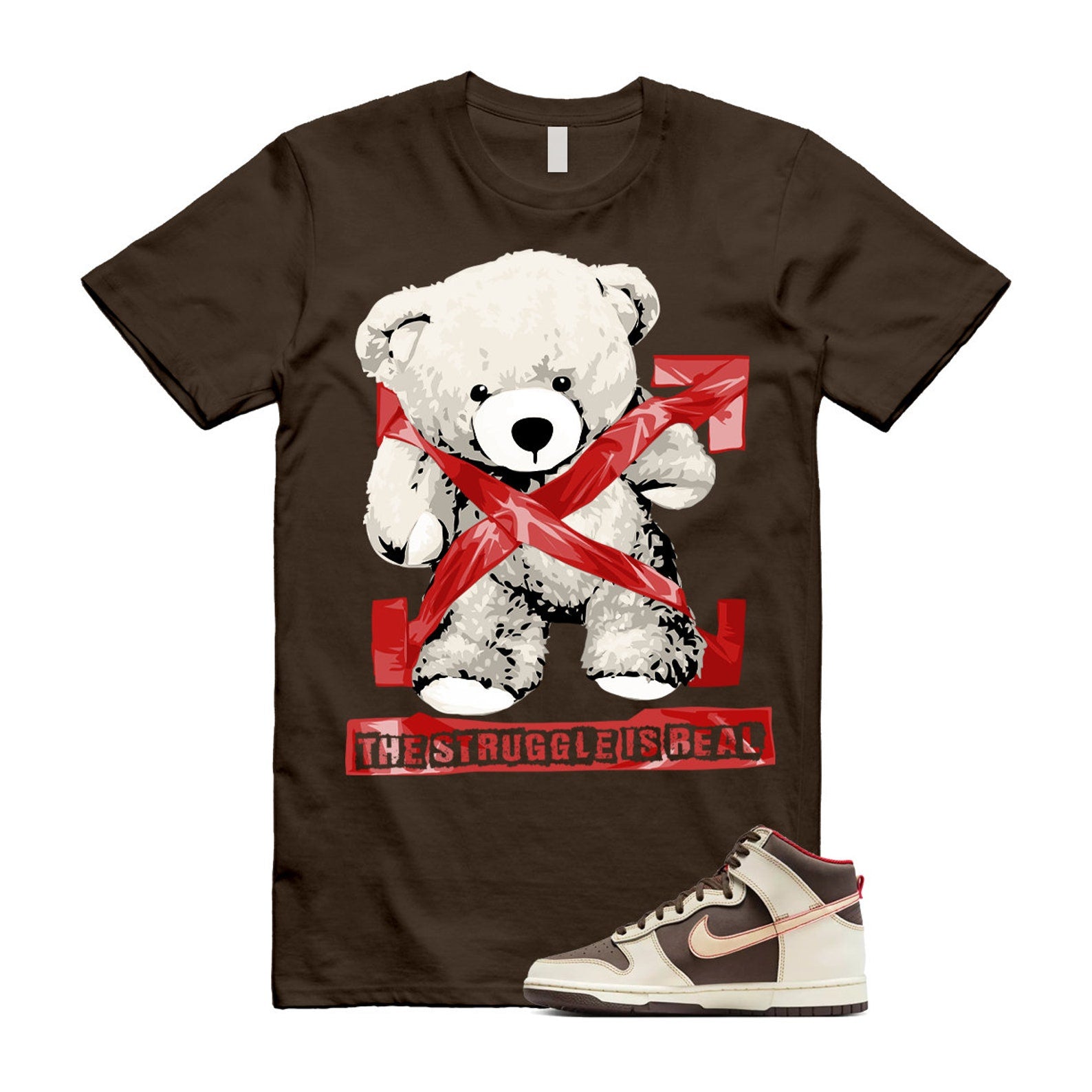 Dunk Baroque Brown Sesame Coconut Milk Mystic Red High T Shirt Match STRUG T-Shirt, Sneaker Match Tee
