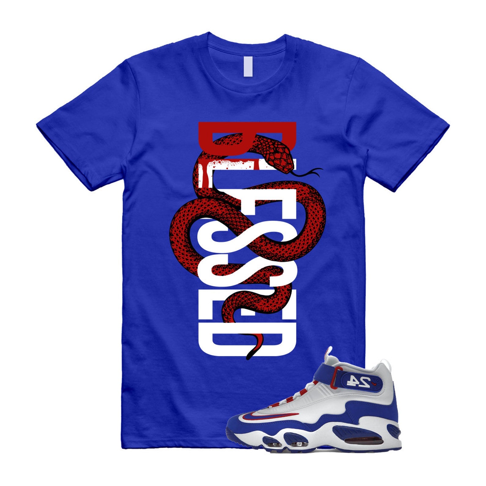SNAKEBLS T Shirt to match Air Griffey Max 1 Gym Red Old Royal Aquamarine Teal 24 USA T-Shirt, Sneaker Match Tee