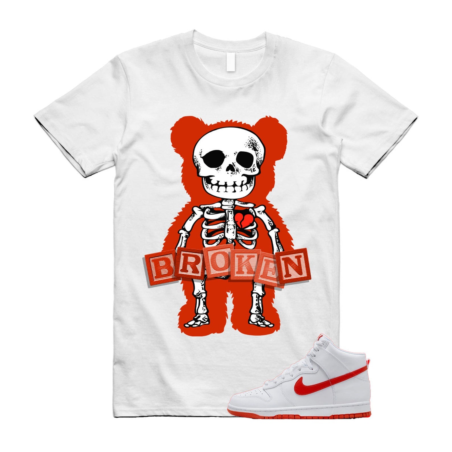 SKEL T Shirt to match N Dunk High Low Picante Red White T-Shirt, Sneaker Match Tee