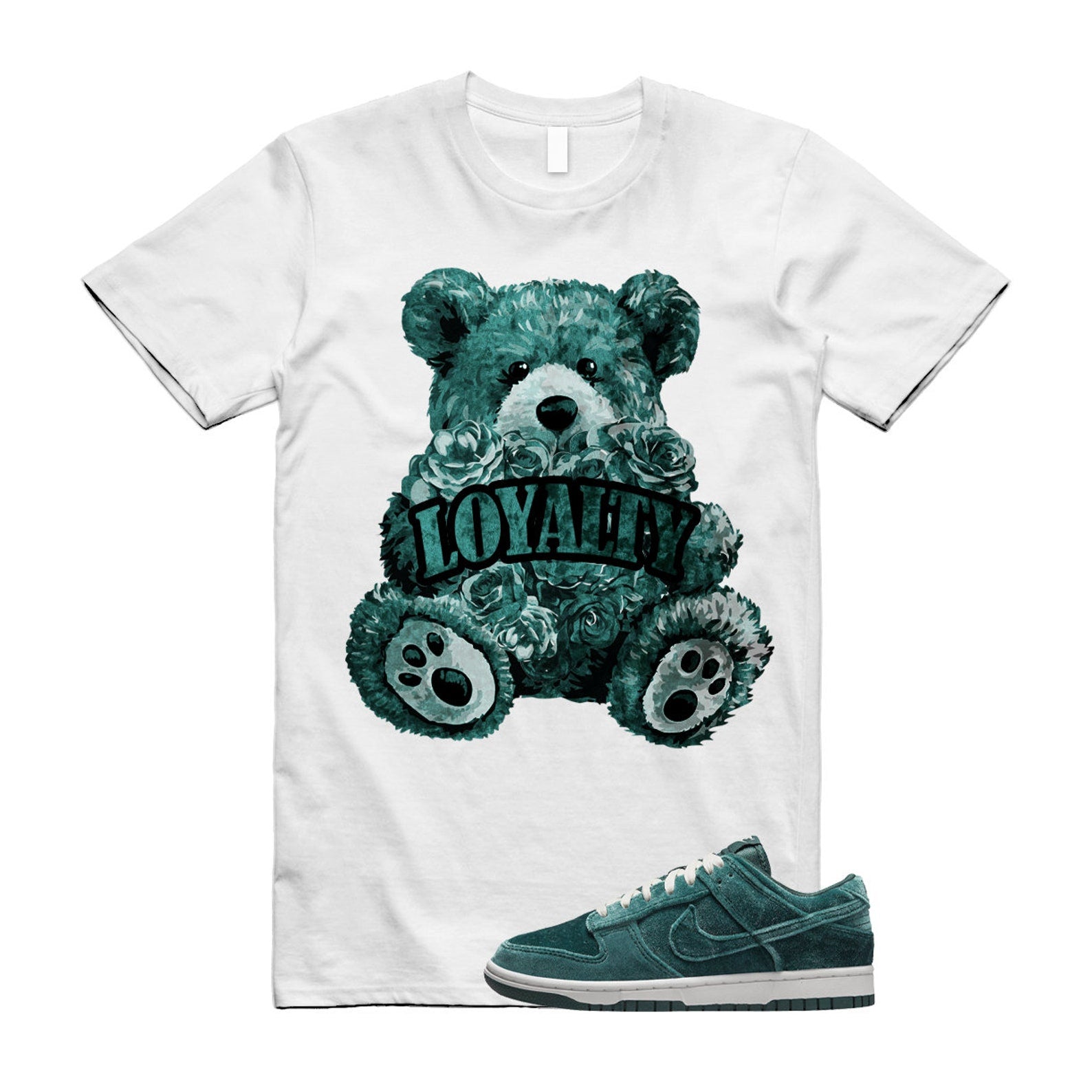 LYLTY T Shirt to match N Dunk Low Velvet Teal Bright Spruce Sail Black Green Christmas Mesh T-Shirt, Sneaker Match Tee