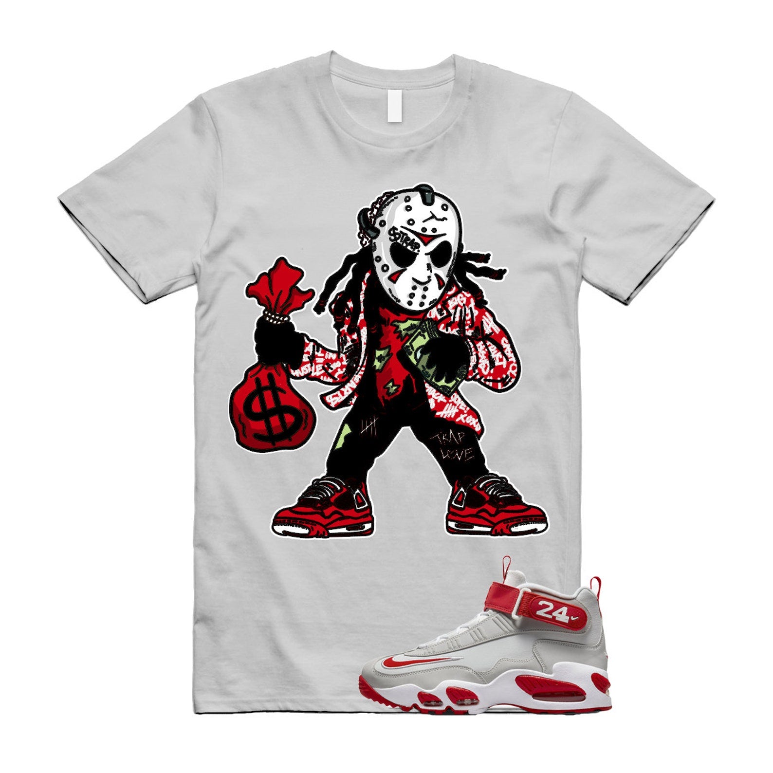 JASON T Shirt to match N Air Griffey Max 1 Cincinnati Reds Pure Platinum University White T-Shirt, Sneaker Match Tee