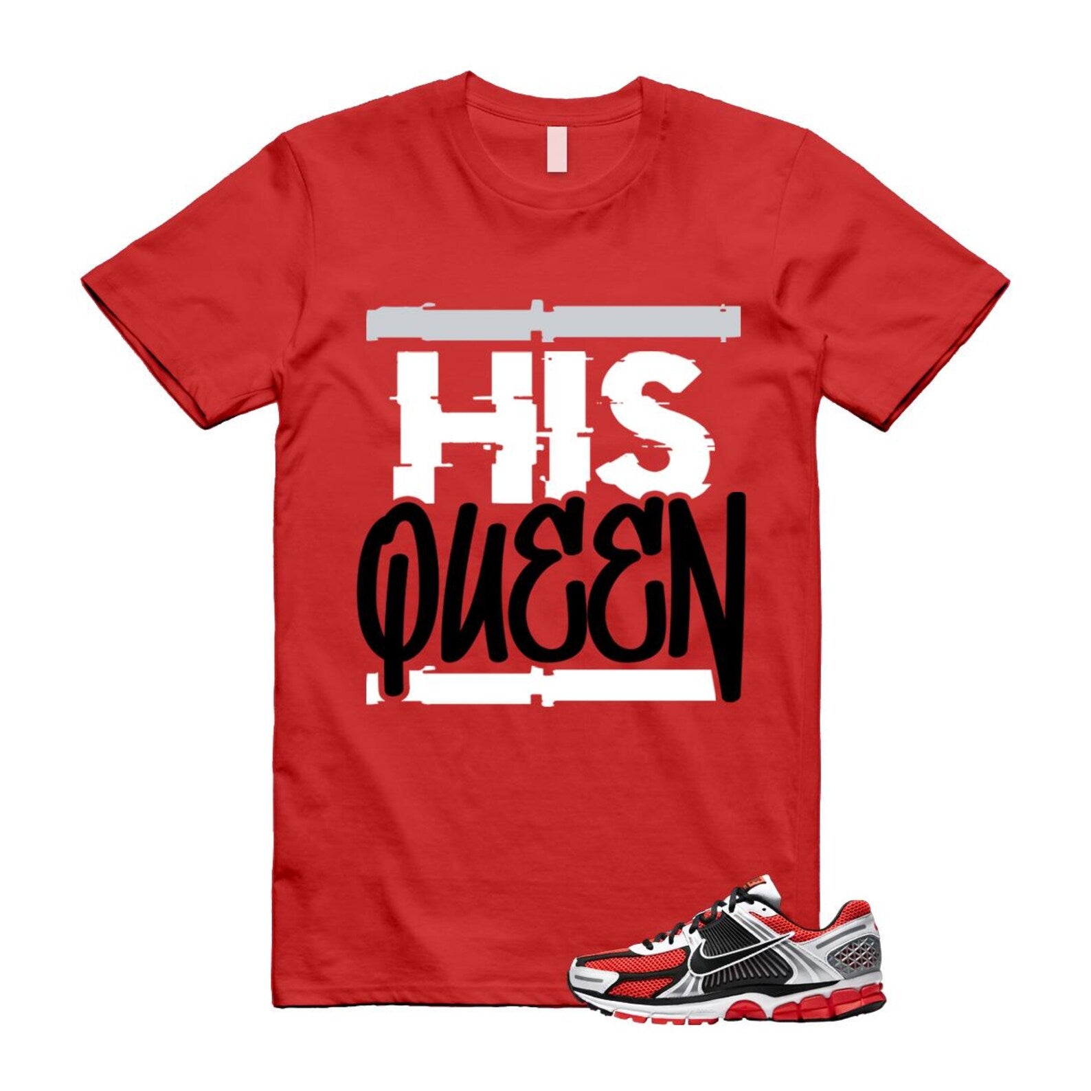 Zoom Vomero 5 Bright Crimson Silver Black White T Shirt Match HQ T-Shirt, Sneaker Match Tee