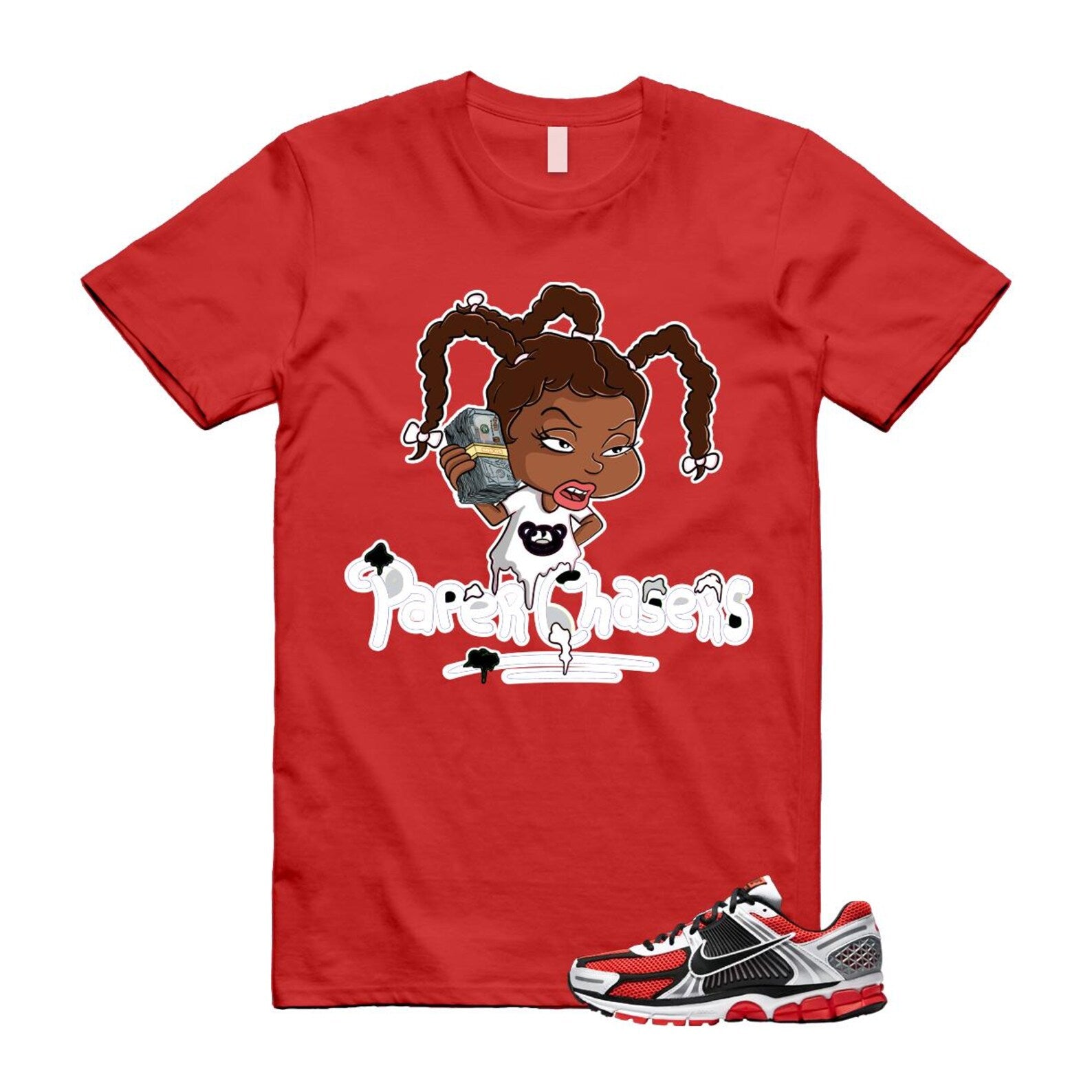Zoom Vomero 5 Bright Crimson Silver Black White T Shirt Match PC T-Shirt, Sneaker Match Tee