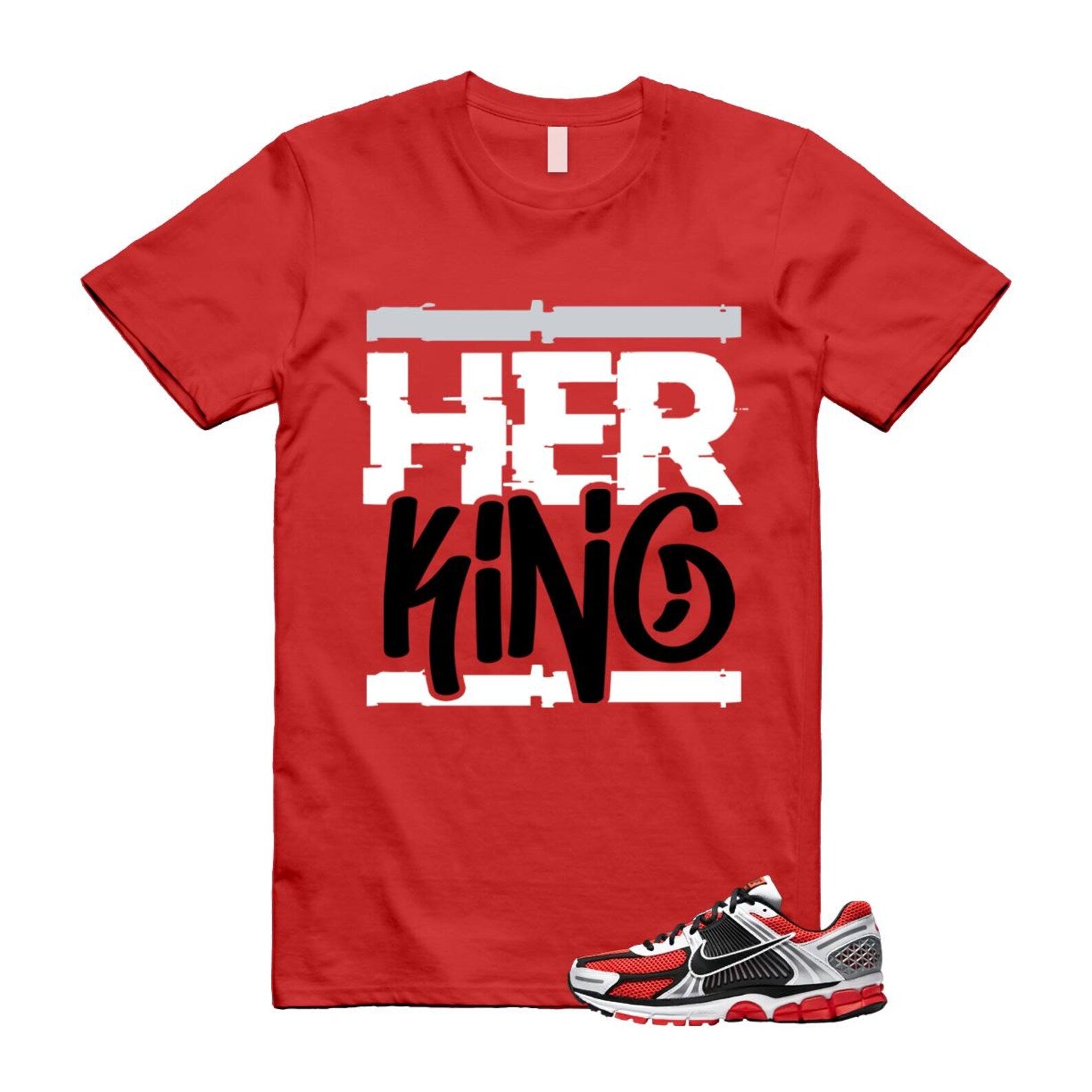 Zoom Vomero 5 Bright Crimson Silver Black White T Shirt Match HK T-Shirt, Sneaker Match Tee