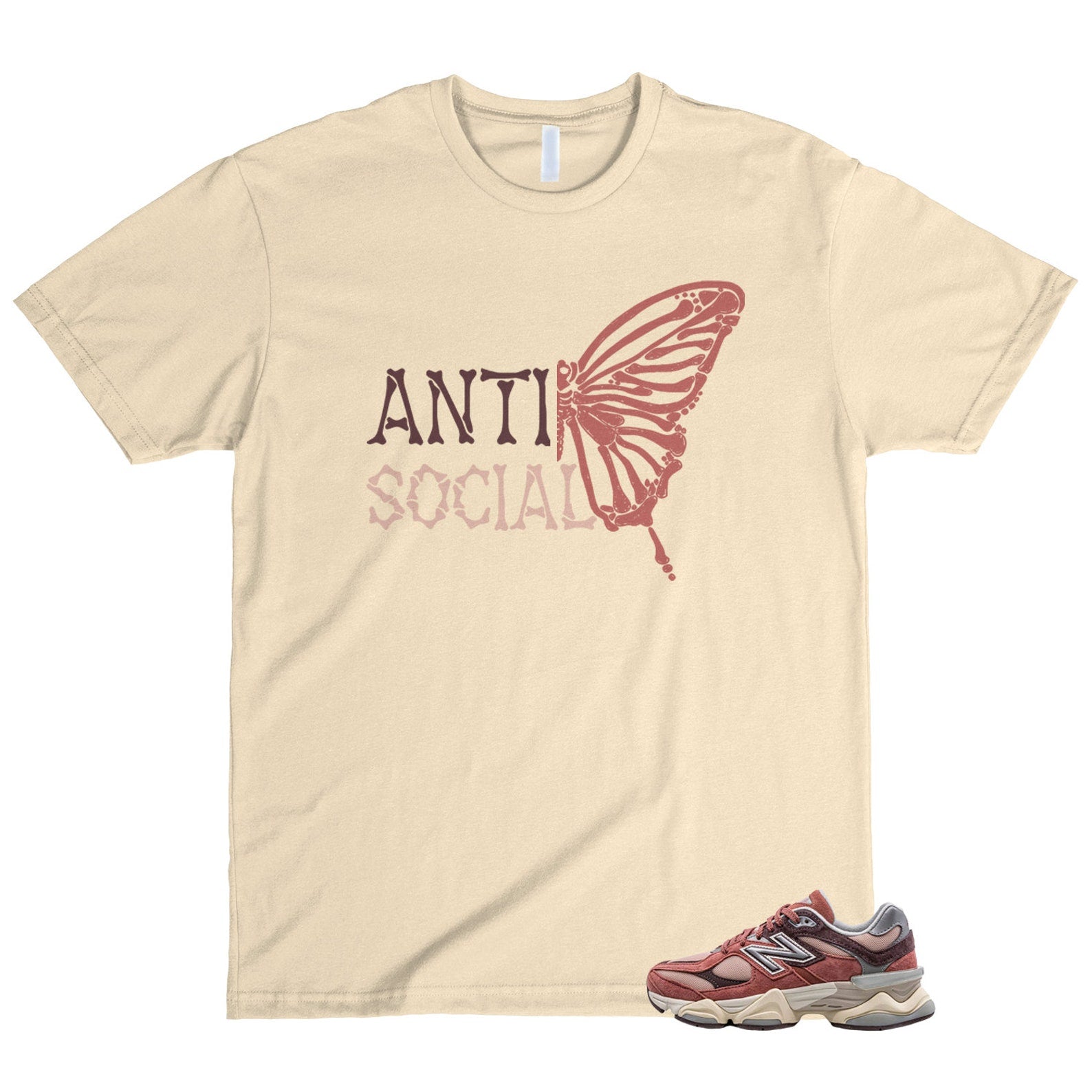 New Balance 9060 Cherry Blossom Mineral Red Truffle Rain Cloud T Shirt Match ASB T-Shirt, Sneaker Match Tee
