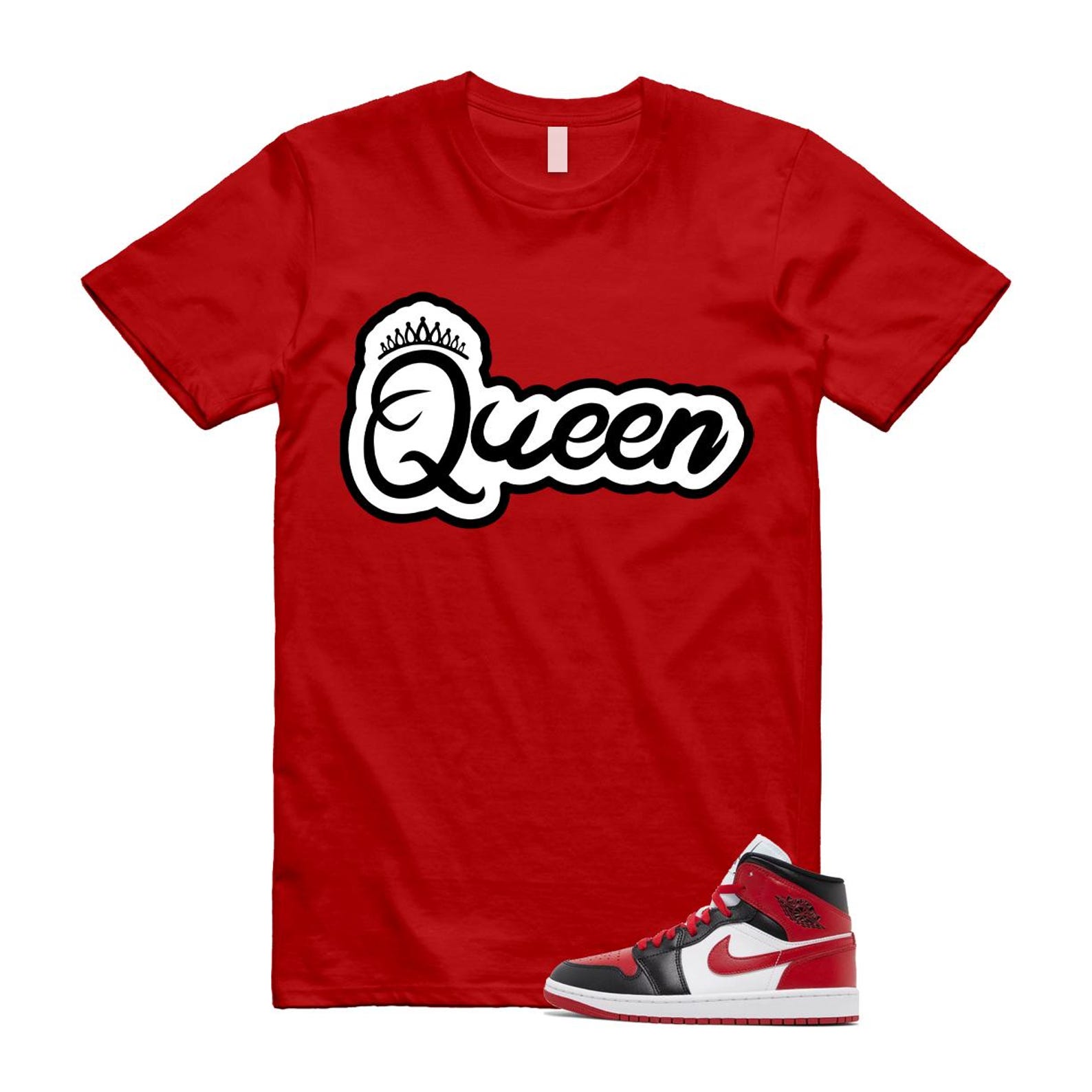 1 Alternate Bred Toe Gym Red Black White Mid T Shirt Match Q2 ,BQ6472-079 T-Shirt, Sneaker Match Tee