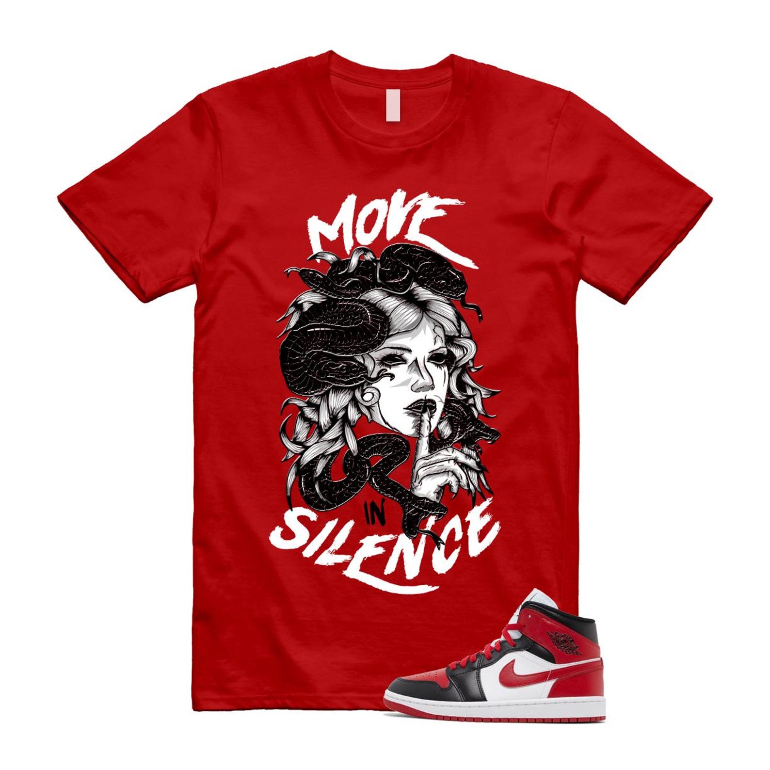 1 Alternate Bred Toe Gym Red Black White Mid T Shirt Match MIS ,BQ6472-079 T-Shirt, Sneaker Match Tee
