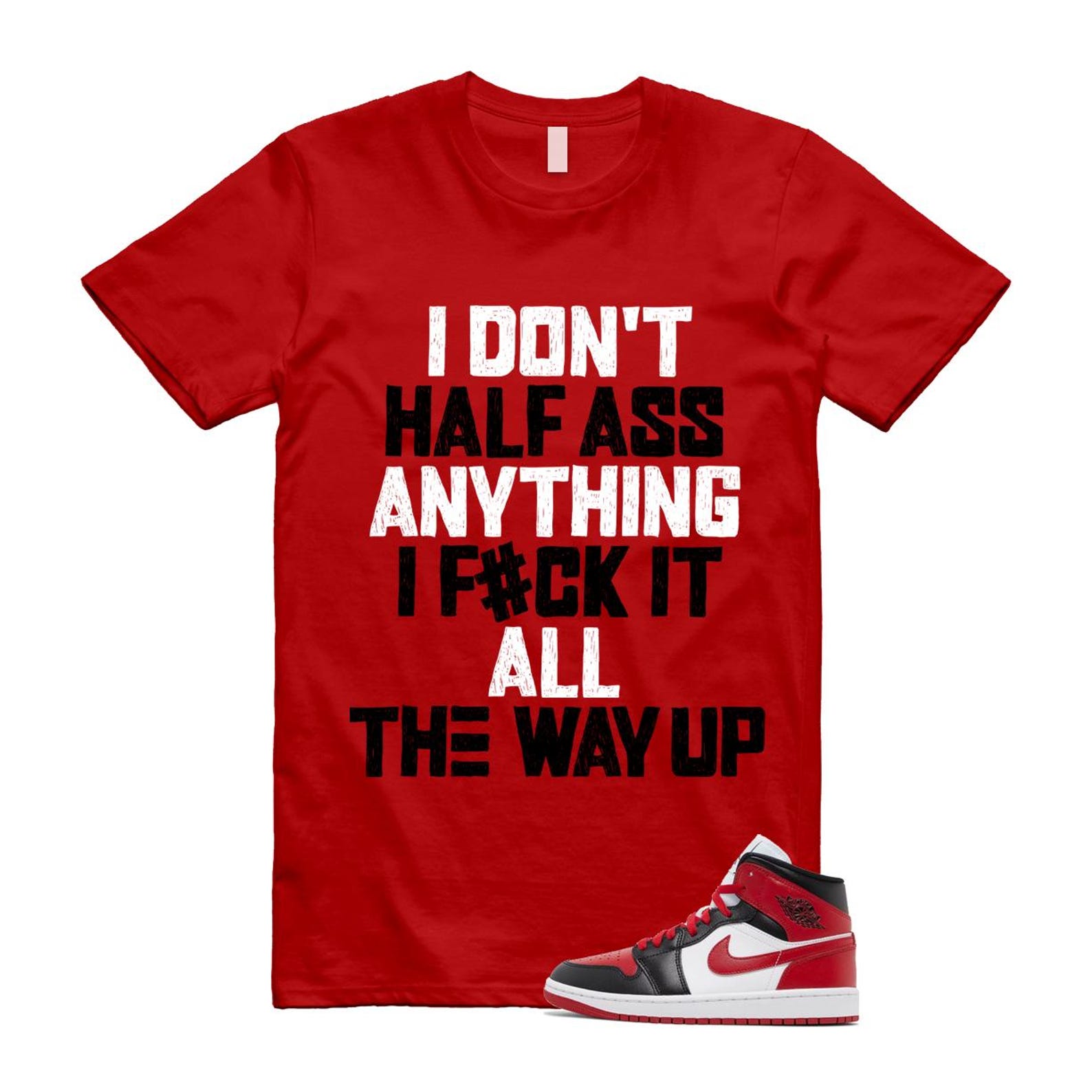 1 Alternate Bred Toe Gym Red Black White Mid T Shirt Match HALF ,BQ6472-079 T-Shirt, Sneaker Match Tee