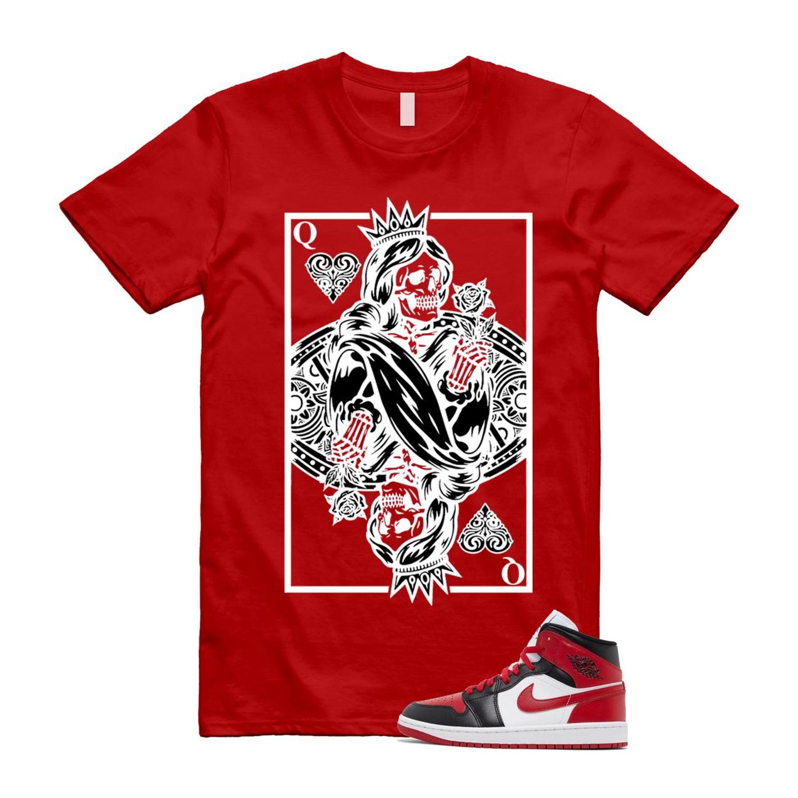 1 Alternate Bred Toe Gym Red Black White Mid T Shirt Match QC ,BQ6472-079 T-Shirt, Sneaker Match Tee