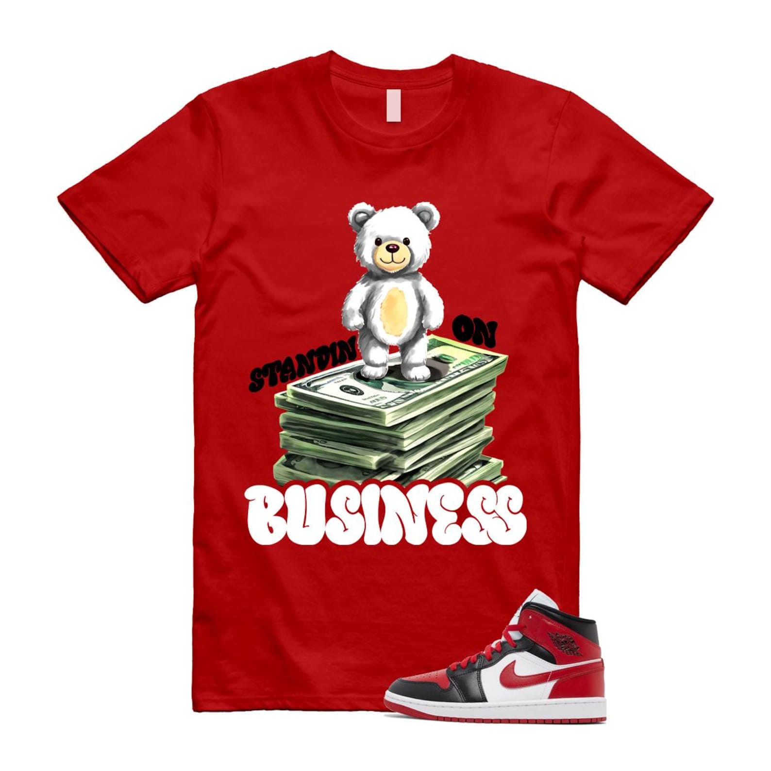 1 Alternate Bred Toe Gym Red Black White Mid T Shirt Match SB2 ,BQ6472-079 T-Shirt, Sneaker Match Tee