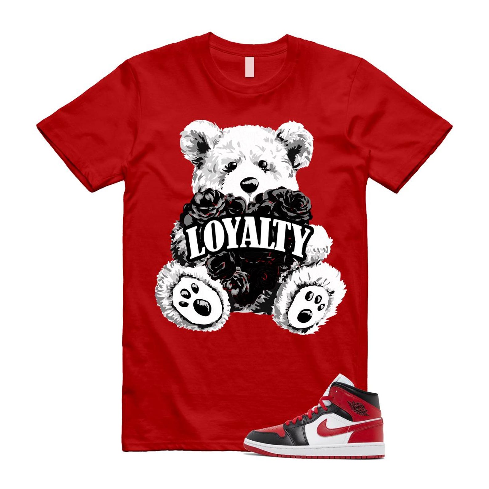 1 Alternate Bred Toe Gym Red Black White Mid T Shirt Match LYLTY ,BQ6472-079 T-Shirt, Sneaker Match Tee
