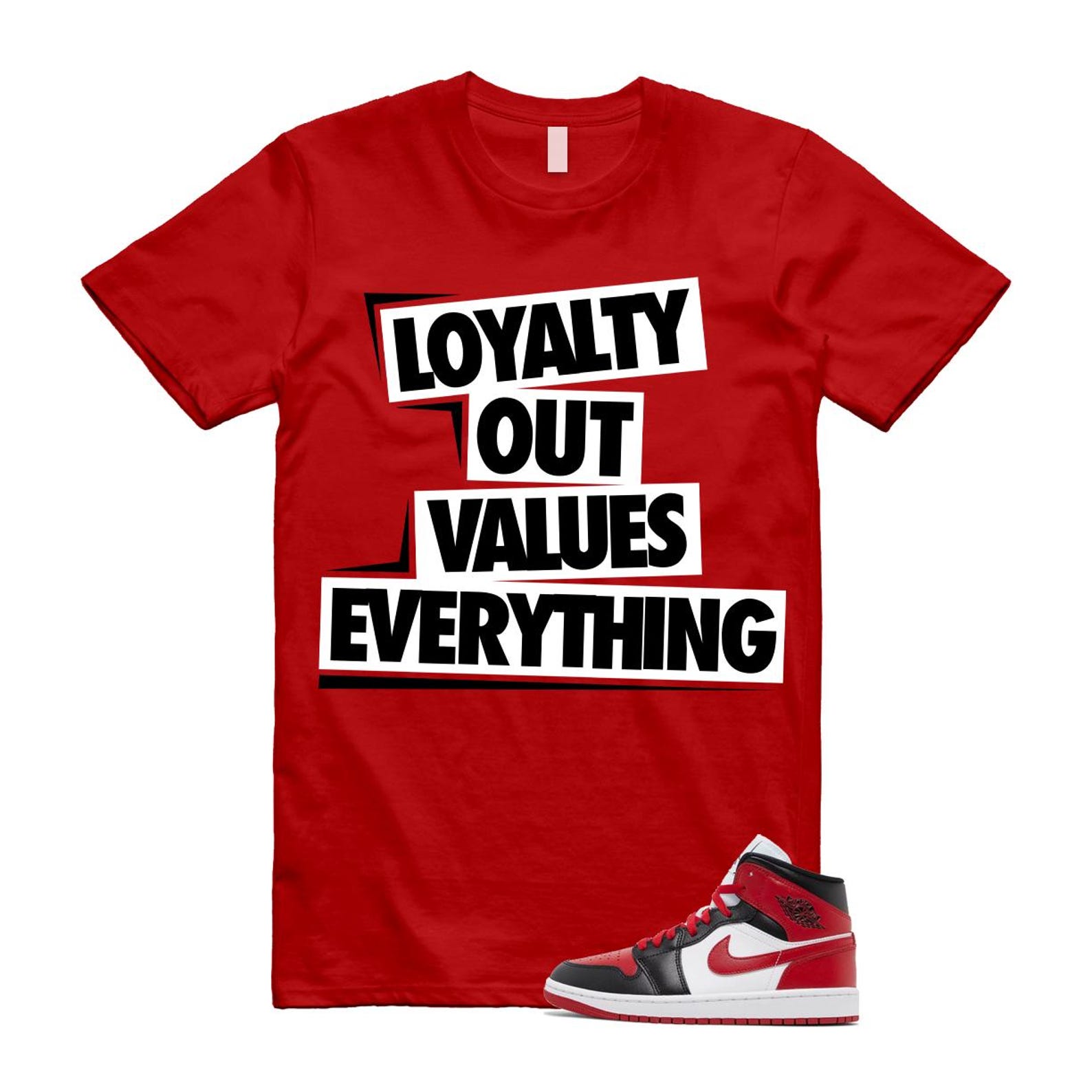 1 Alternate Bred Toe Gym Red Black White Mid T Shirt Match LOVE ,BQ6472-079 T-Shirt, Sneaker Match Tee