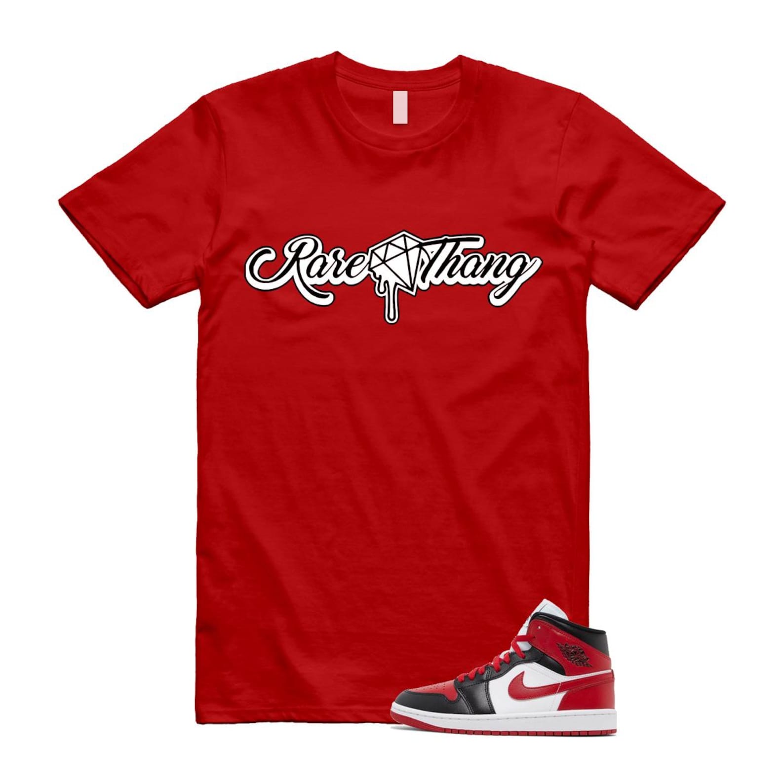 1 Alternate Bred Toe Gym Red Black White Mid T Shirt Match RARE ,BQ6472-079 T-Shirt, Sneaker Match Tee