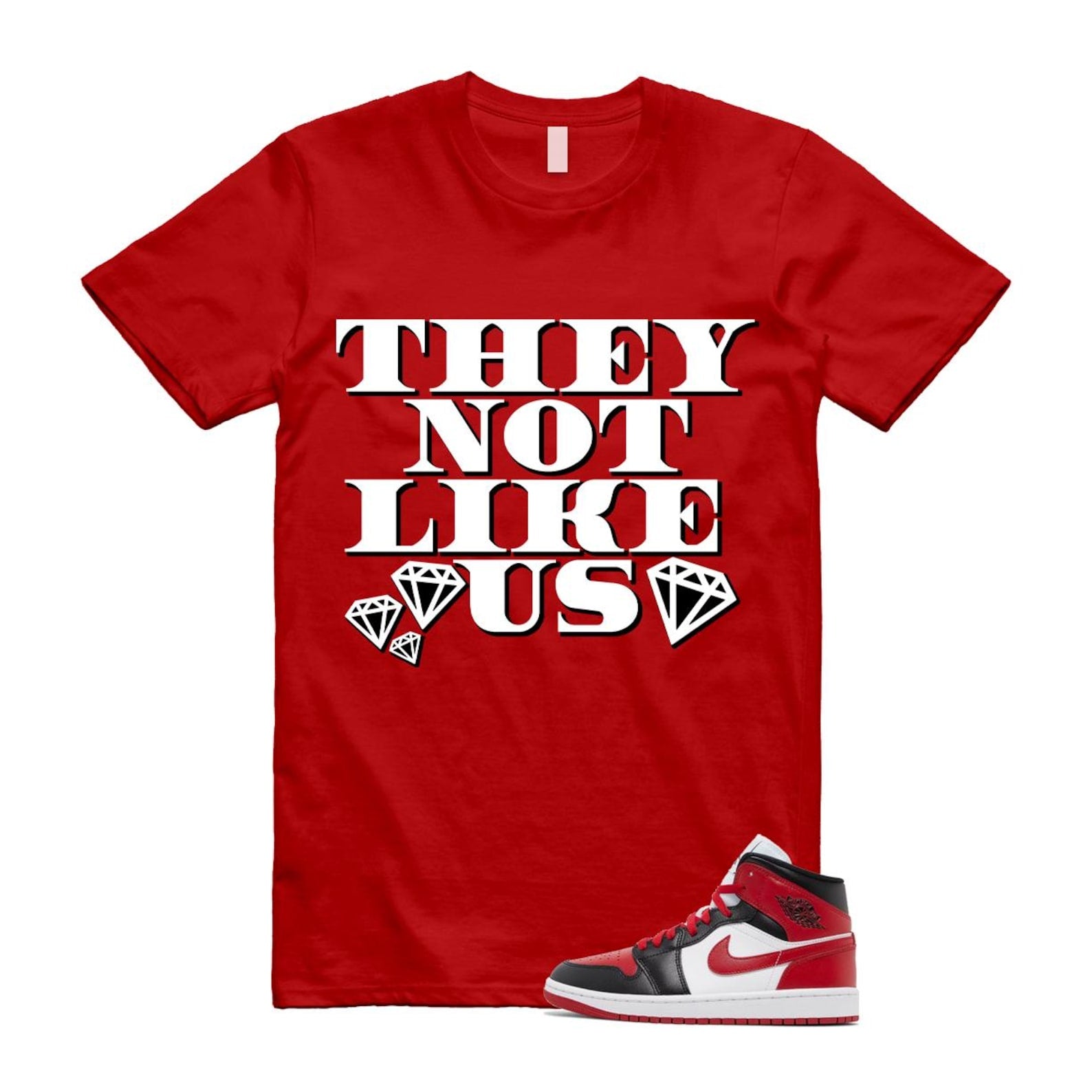 1 Alternate Bred Toe Gym Red Black White Mid T Shirt Match US2 ,BQ6472-079 T-Shirt, Sneaker Match Tee