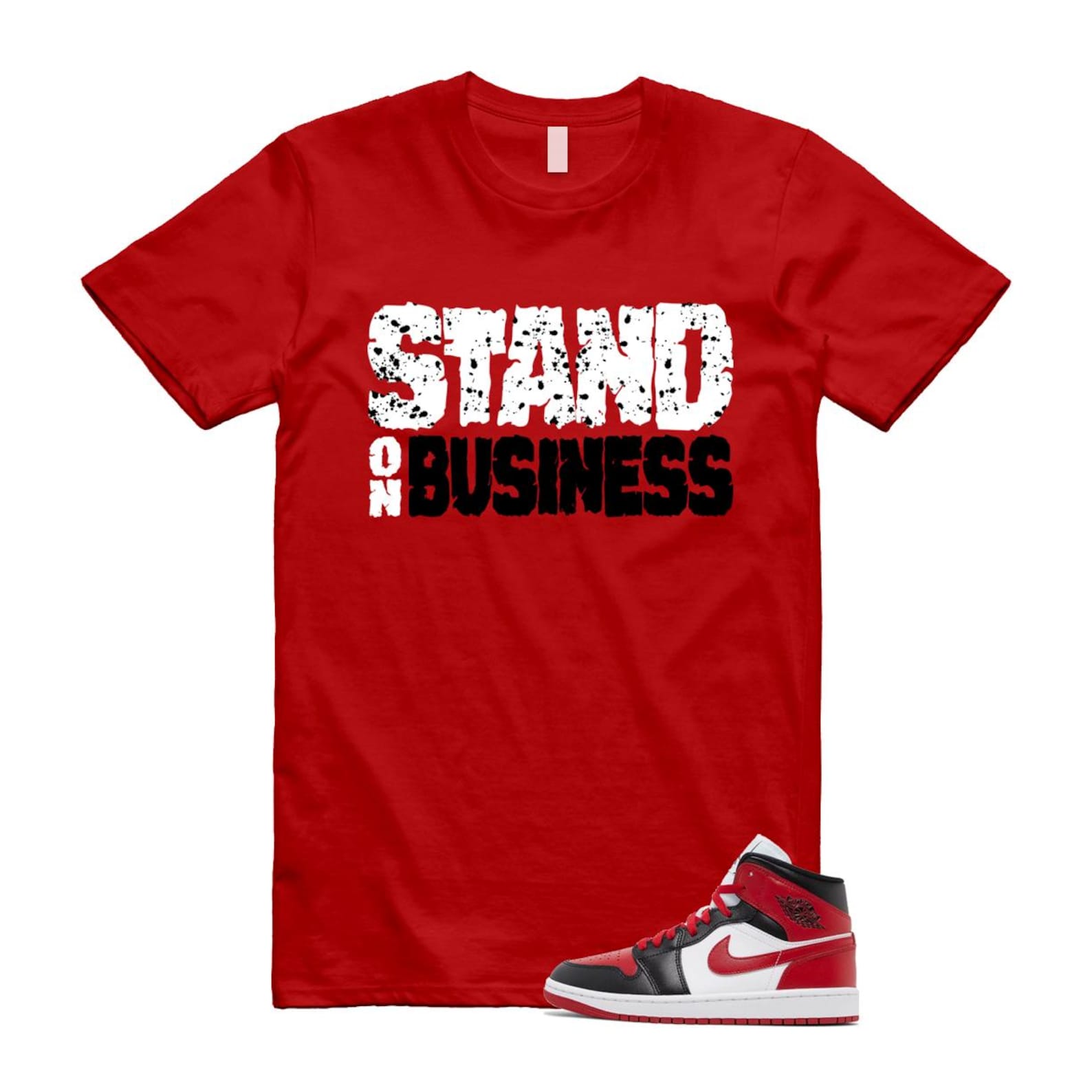 1 Alternate Bred Toe Gym Red Black White Mid T Shirt Match Stand On Business ,BQ6472-079 T-Shirt, Sneaker Match Tee