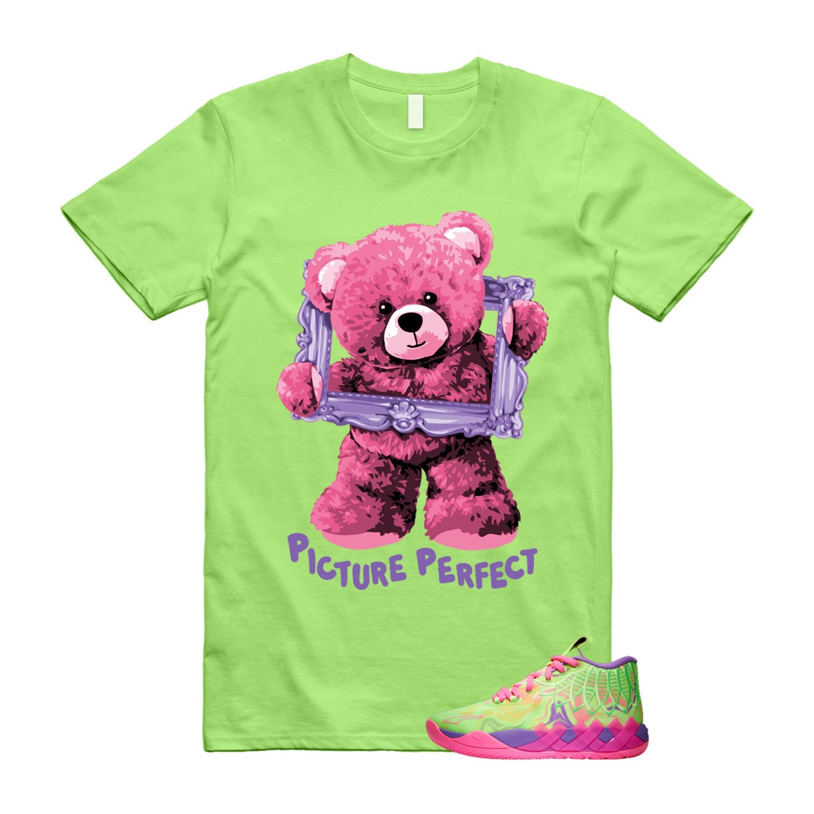 Inverse Toxic LaMelo Ball MB.01 Purple Glimmer Knockout Pink Green Gecko T Shirt Match PIC T-Shirt, Sneaker Match Tee