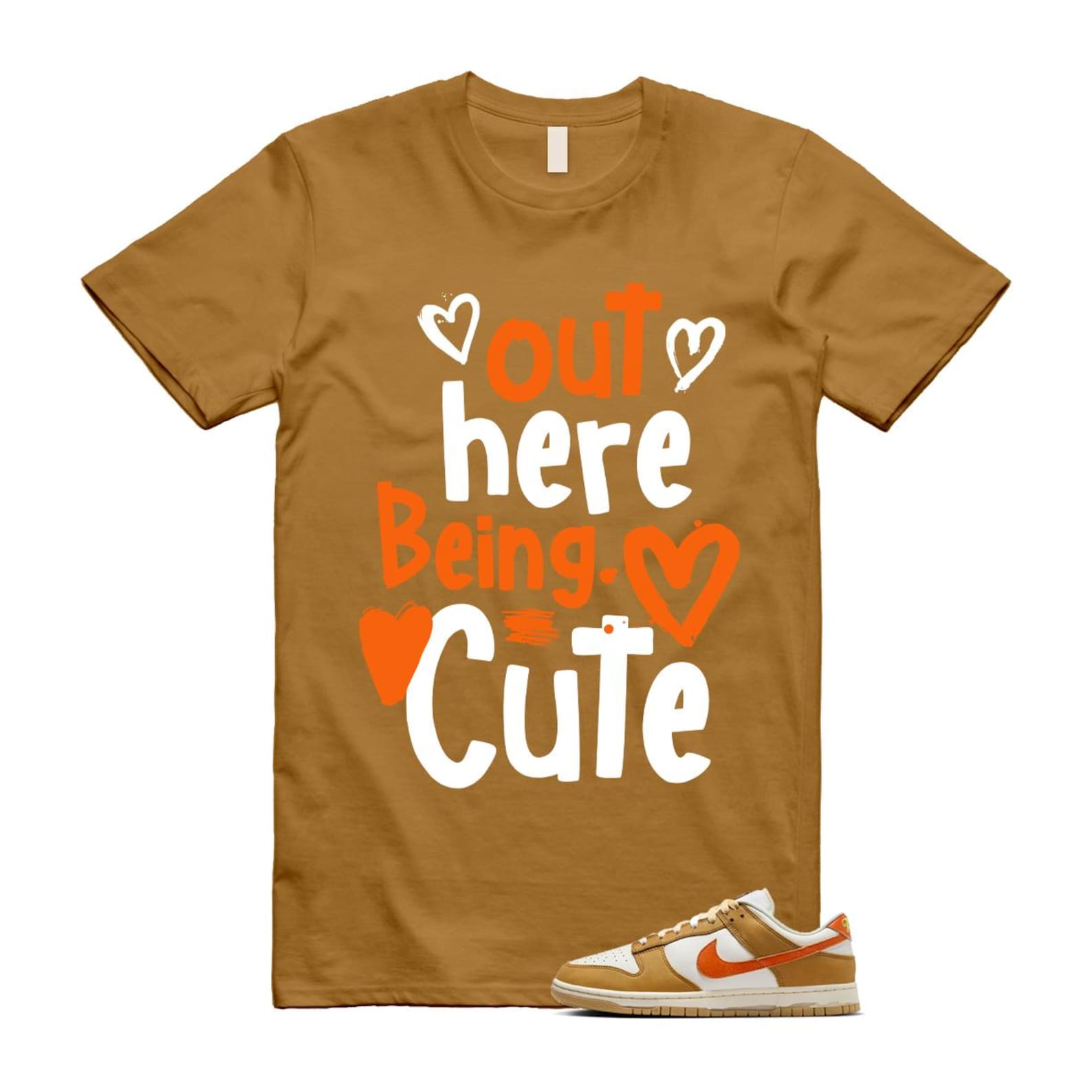 Dunk Wheat Safety Orange Sail Coconut Milk Low Retro T Shirt Match Out Here Being Cute T-Shirt, Sneaker Match Tee