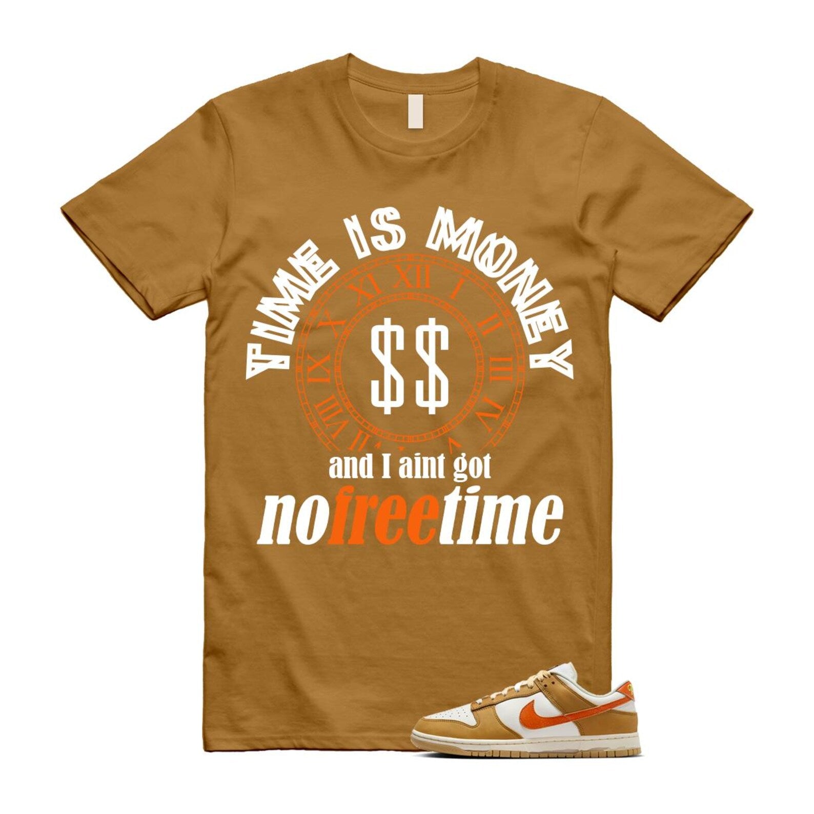 Dunk Wheat Safety Orange Sail Coconut Milk Low Retro T Shirt Match FREE TIME T-Shirt, Sneaker Match Tee
