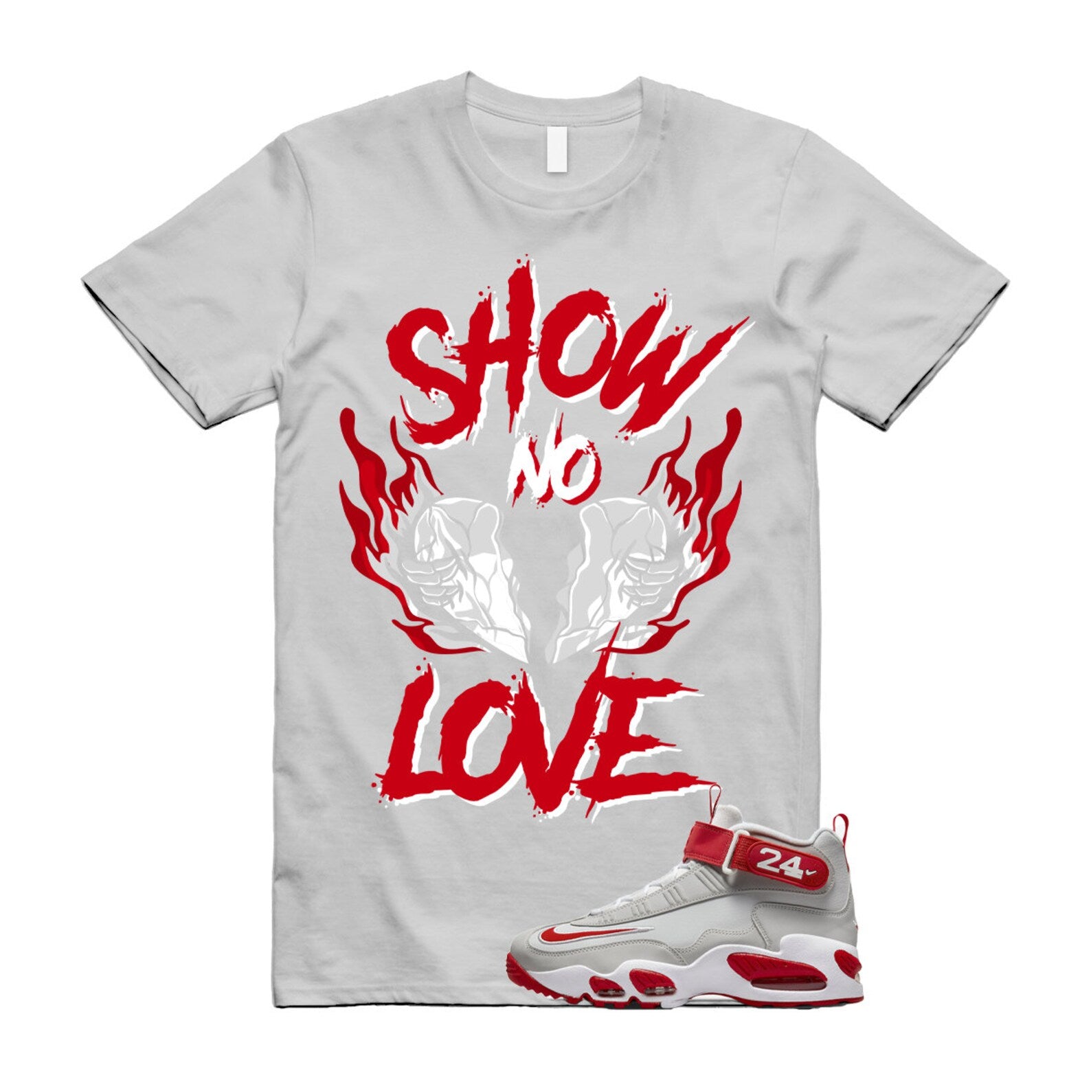 NO LOVE T Shirt to match N Air Griffey Max 1 Cincinnati Reds Pure Platinum University White T-Shirt, Sneaker Match Tee
