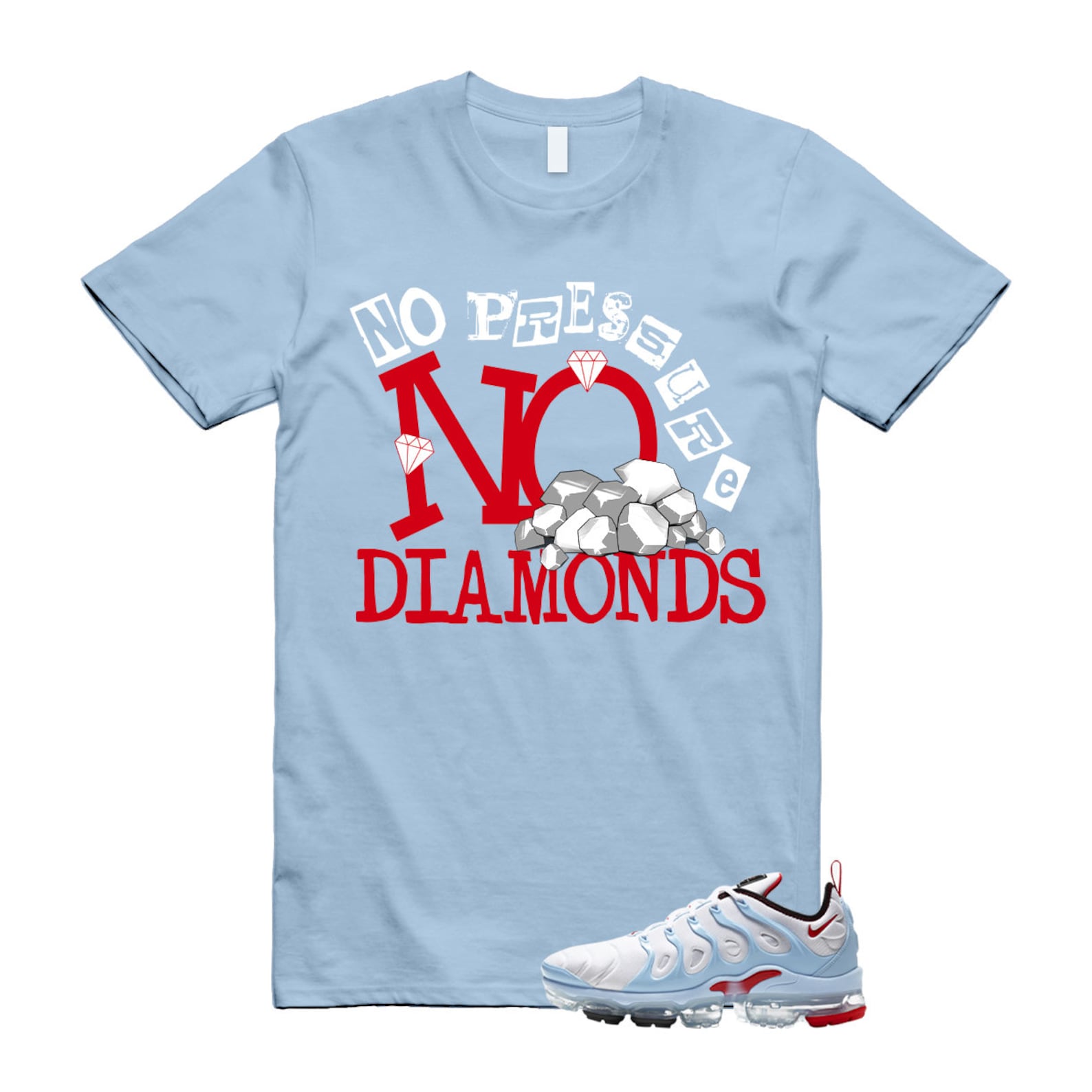 VaporMax Chicago University Red Air Plus White Psychic Blue T Shirt Match DIAMOND ,CW6974-100 T-Shirt, Sneaker Match Tee