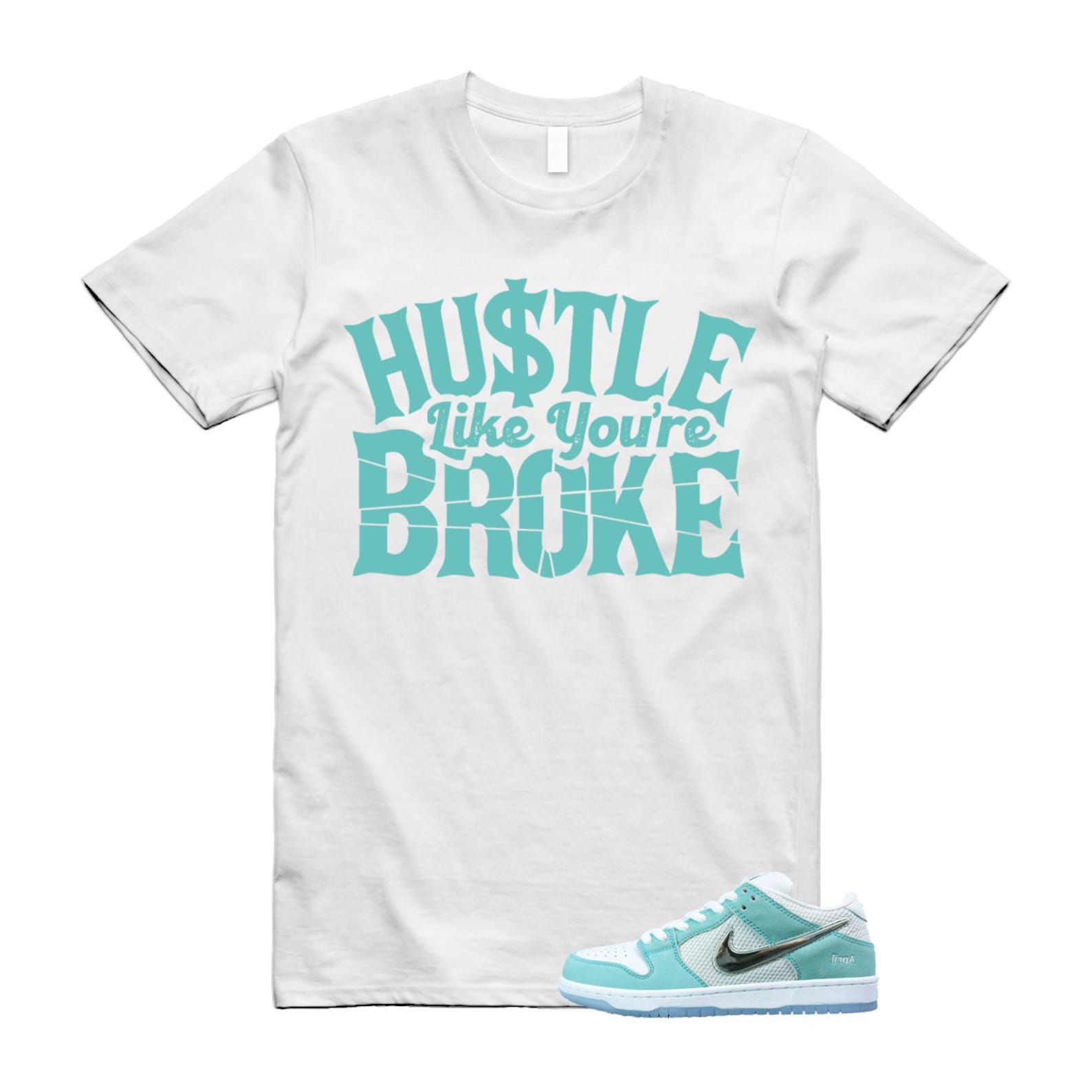 Dunk April Skateboards SB Turbo Green Metallic Silver T Shirt Match BROKE ,FD2562-400 T-Shirt, Sneaker Match Tee