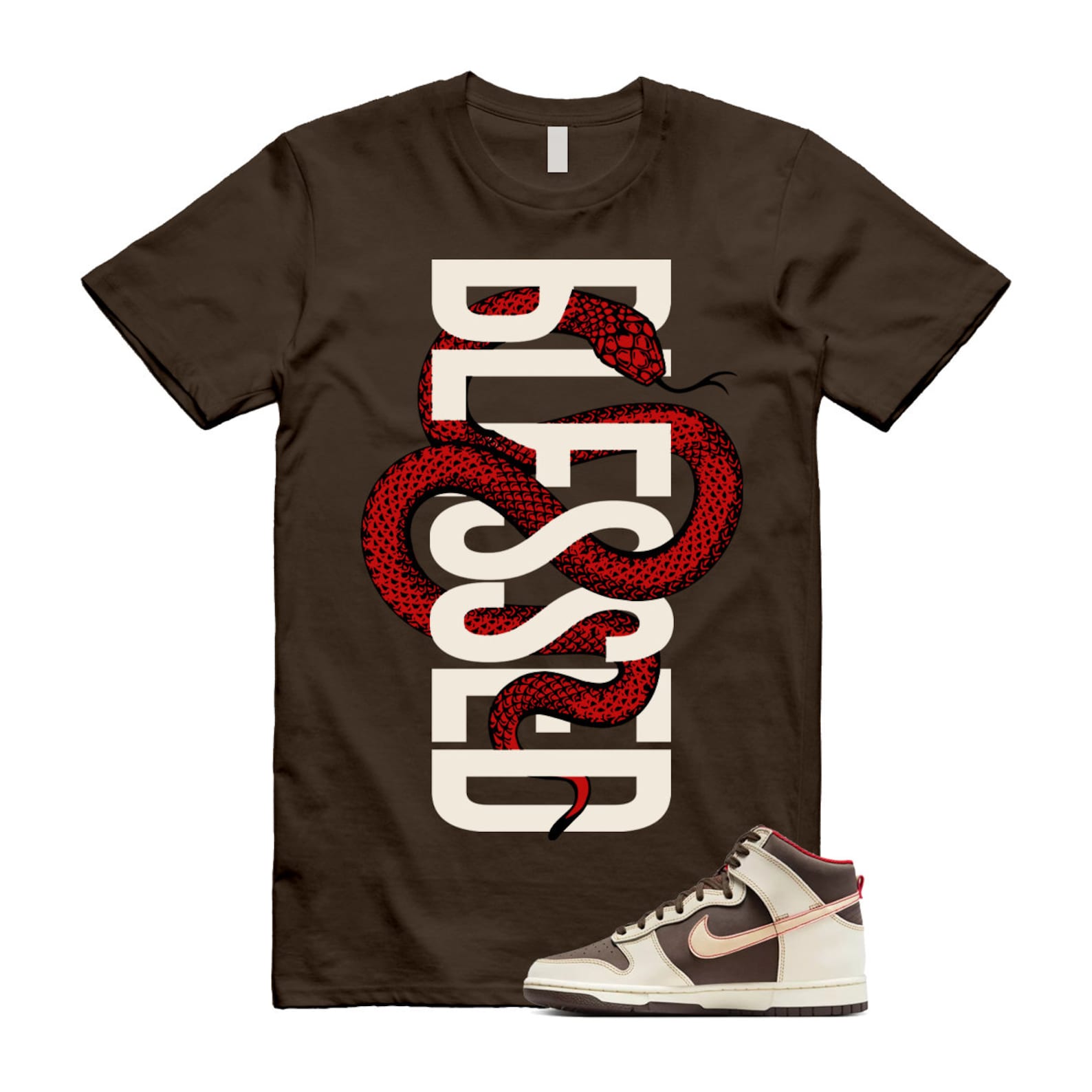 Dunk Baroque Brown Sesame Coconut Milk Mystic Red High T Shirt Match SNAKEBLS ,DB2179-200 T-Shirt, Sneaker Match Tee