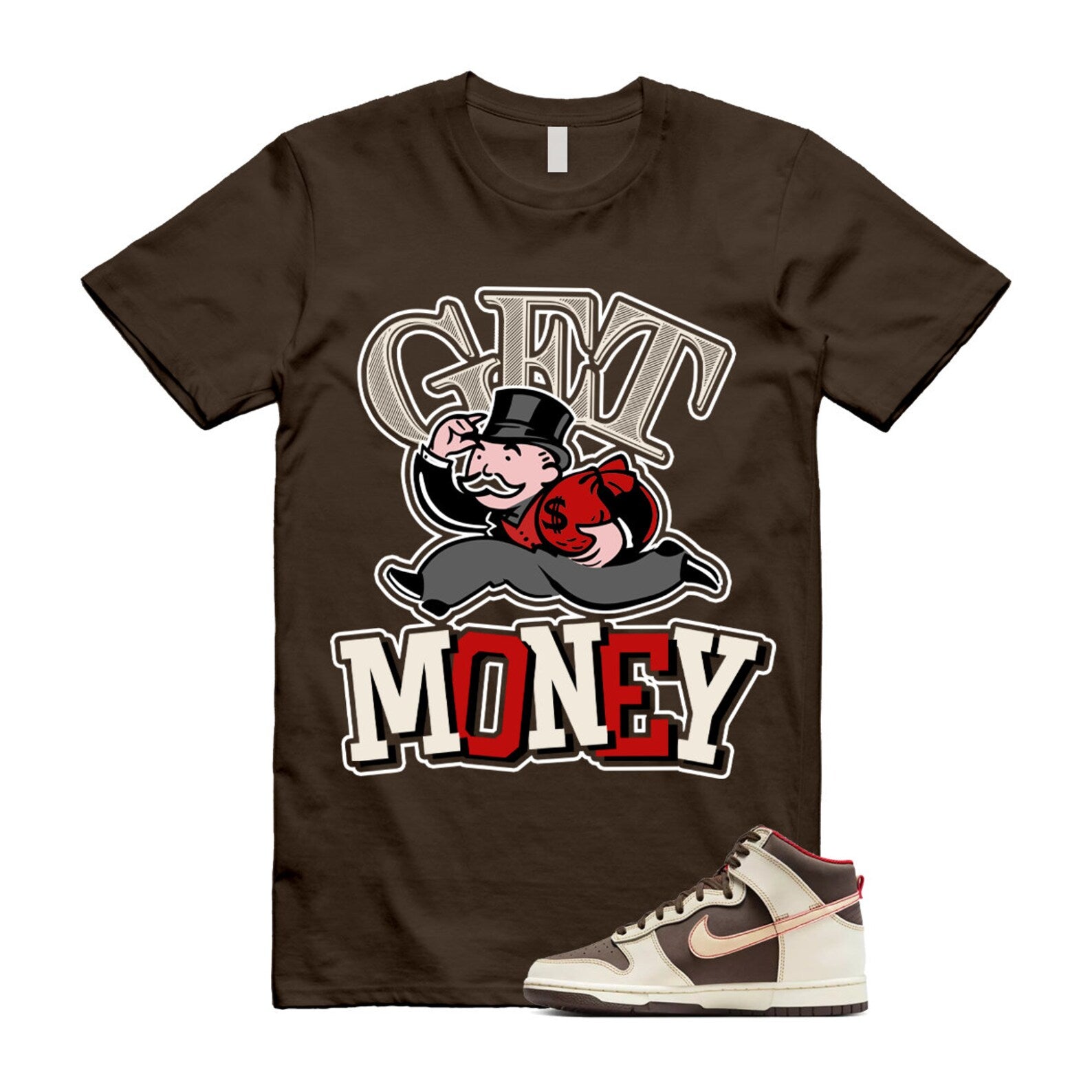 Dunk Baroque Brown Sesame Coconut Milk Mystic Red High T Shirt Match GM ,DB2179-200 T-Shirt, Sneaker Match Tee