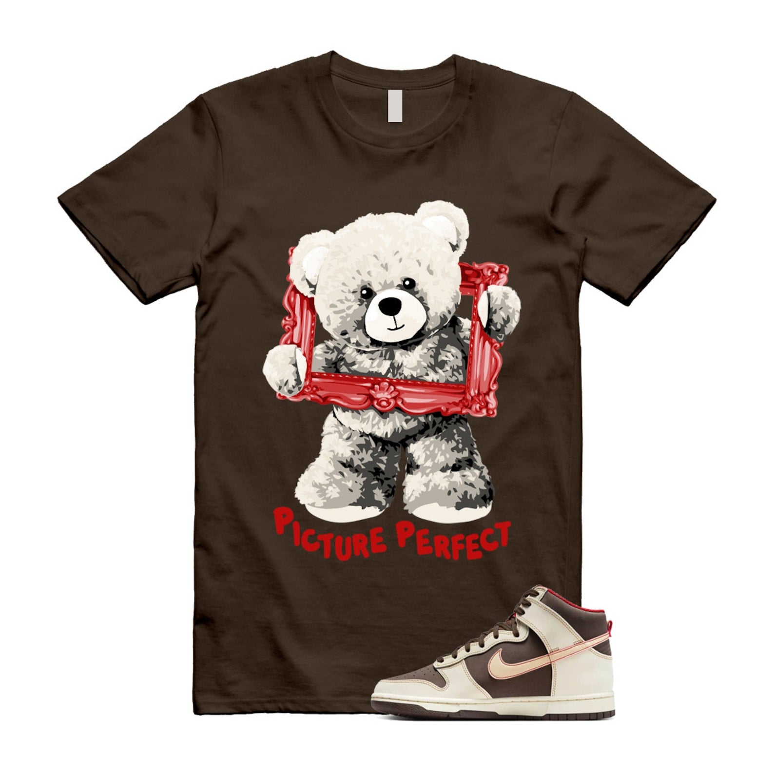 Dunk Baroque Brown Sesame Coconut Milk Mystic Red High T Shirt Match PIC ,DB2179-200 T-Shirt, Sneaker Match Tee
