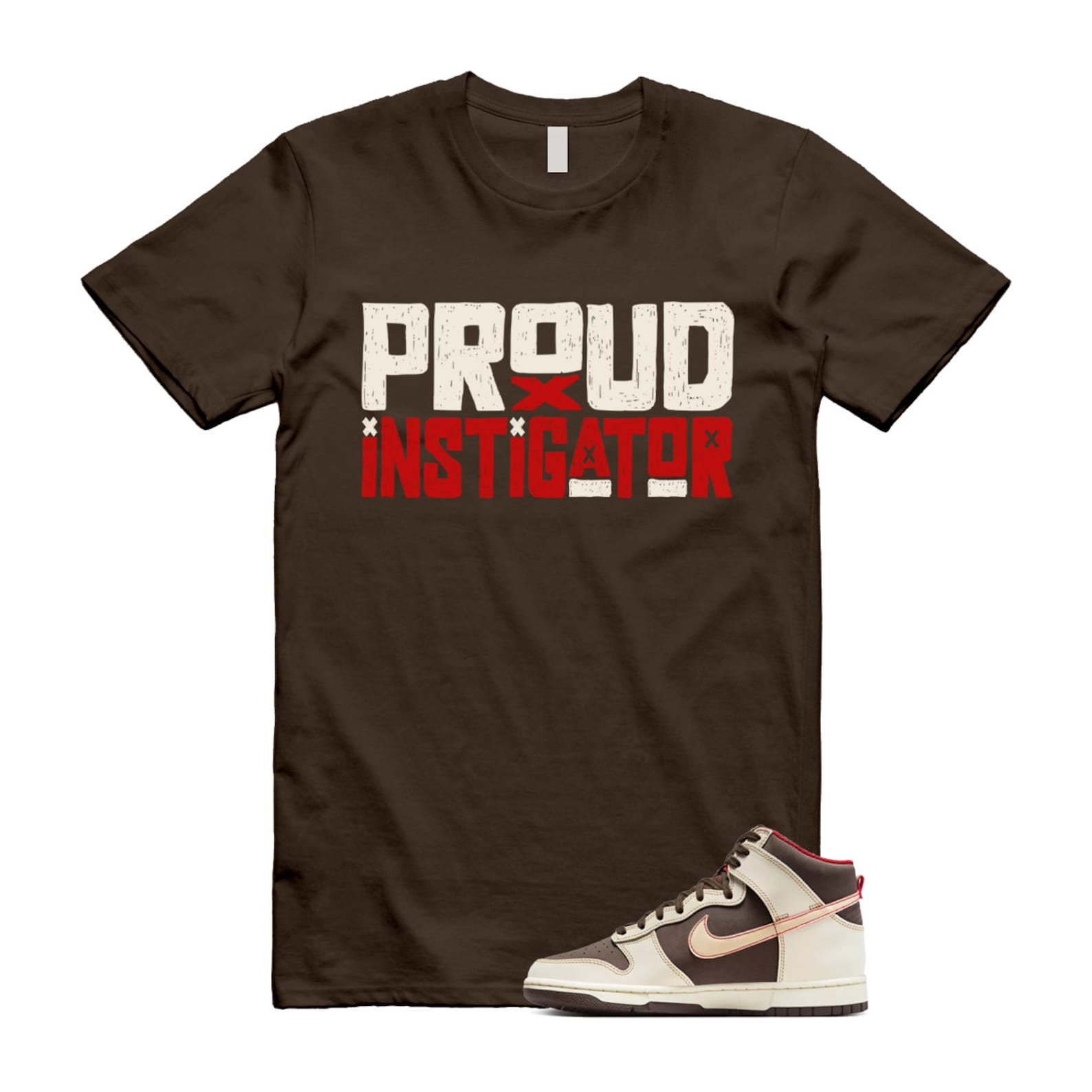 Dunk Baroque Brown Sesame Coconut Milk Mystic Red High T Shirt Match PROUD ,DB2179-200 T-Shirt, Sneaker Match Tee