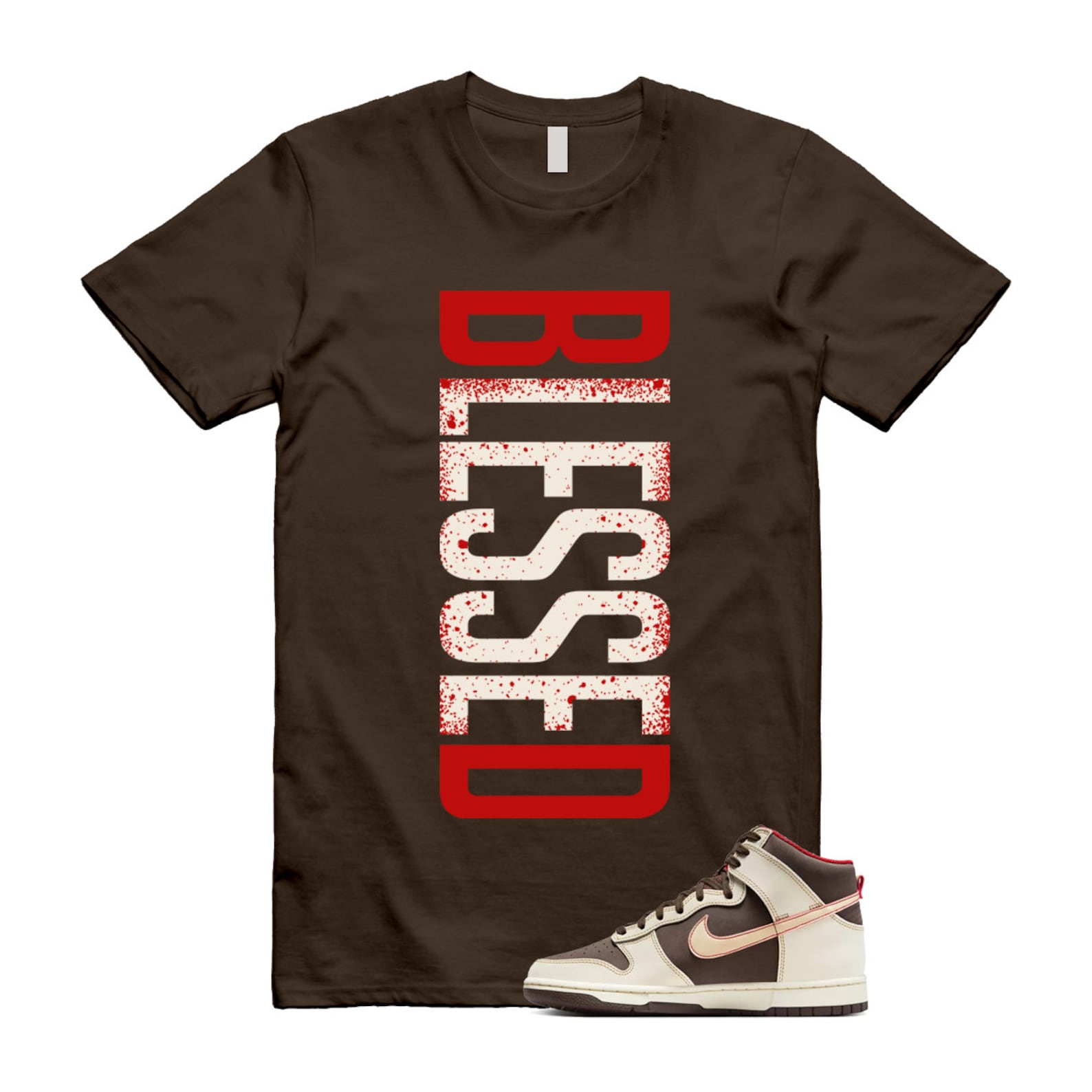 Dunk Baroque Brown Sesame Coconut Milk Mystic Red High T Shirt Match VERTBLS ,DB2179-200 T-Shirt, Sneaker Match Tee