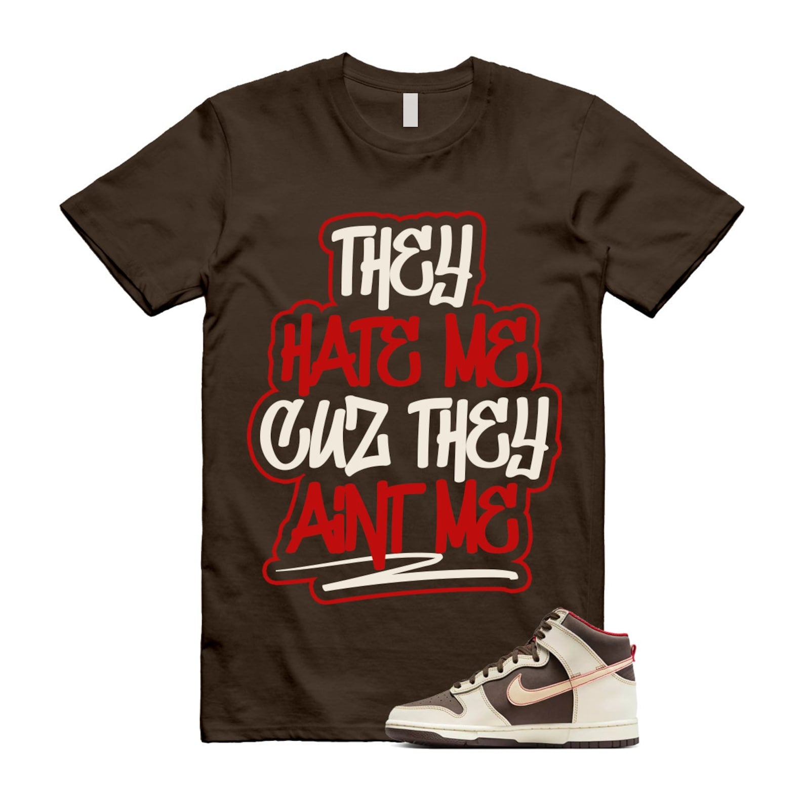 Dunk Baroque Brown Sesame Coconut Milk Mystic Red High T Shirt Match AINT ME ,DB2179-200 T-Shirt, Sneaker Match Tee