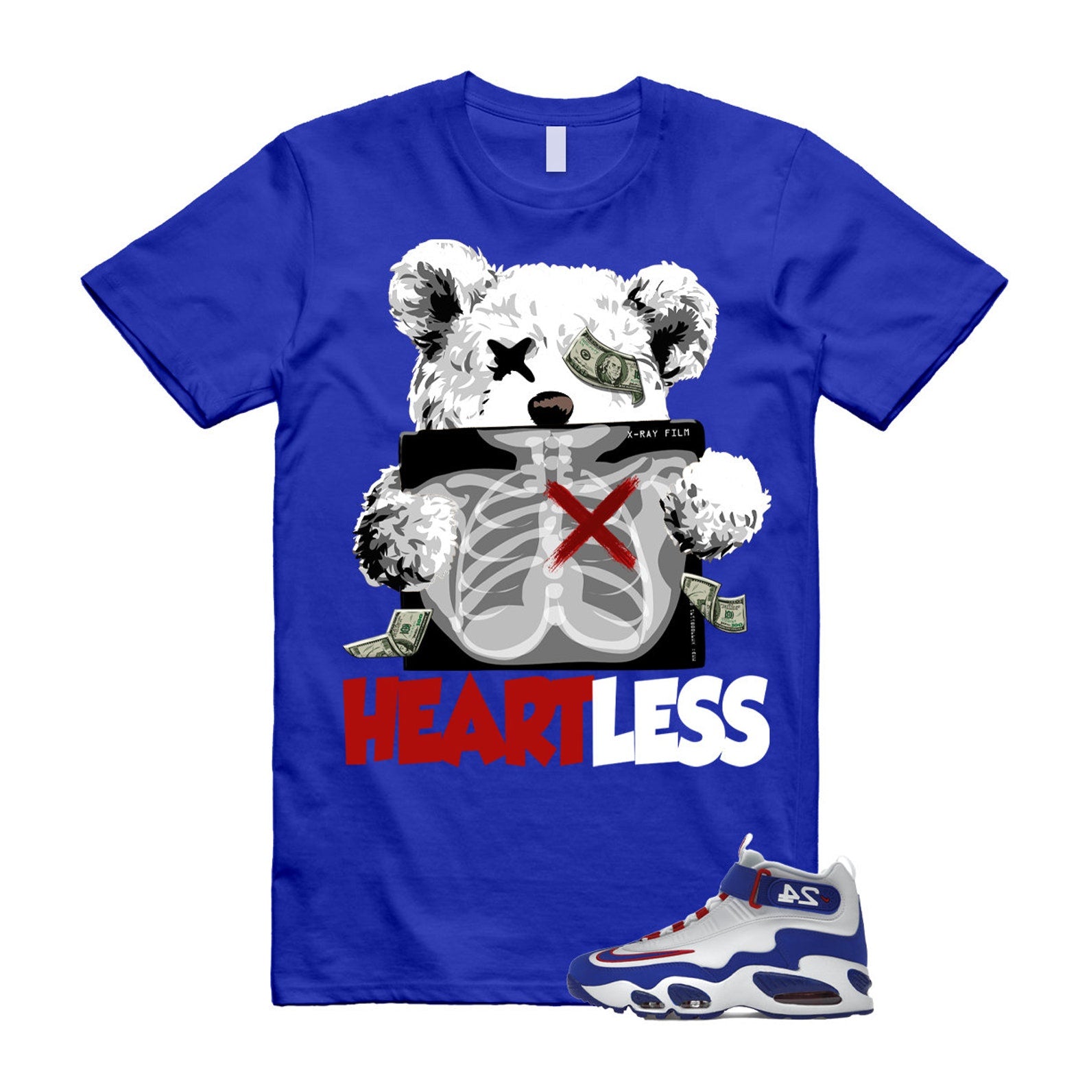 Air Griffey Max 1 USA White Blue Red 24 T Shirt Match HEART ,DX3723-100 T-Shirt, Sneaker Match Tee